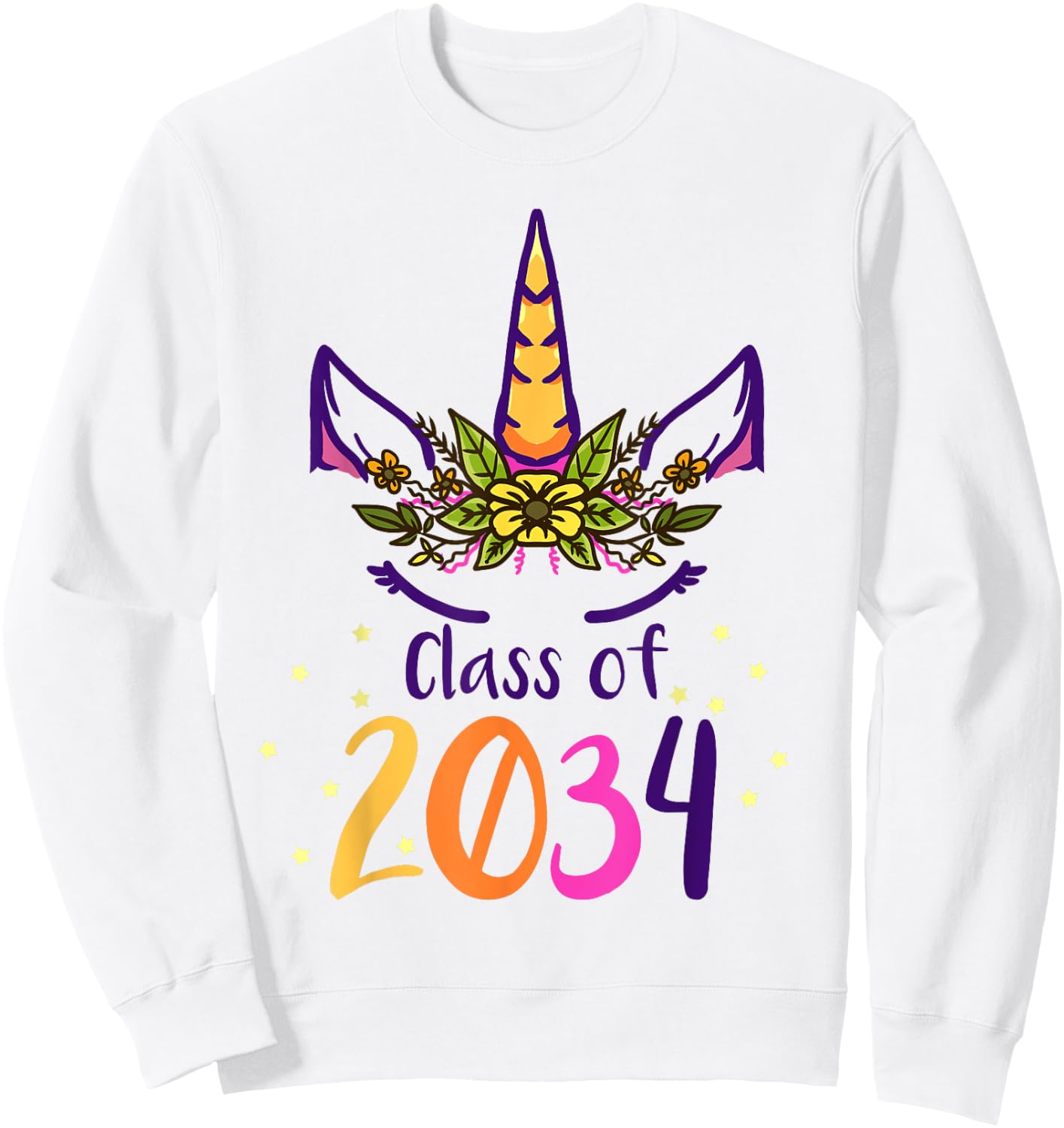 Unicorn Class Of 2034 Grow With Me Kindergarten Girls Gift Sweatshirt - Sweatshirt | White