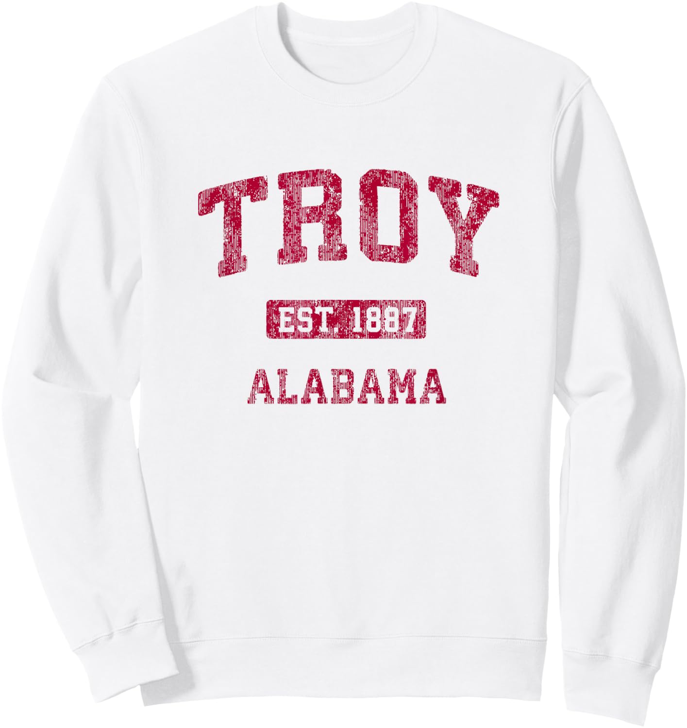 Troy Alabama AL Vintage Athletic Sports Design Sweatshirt - Sweatshirt | White