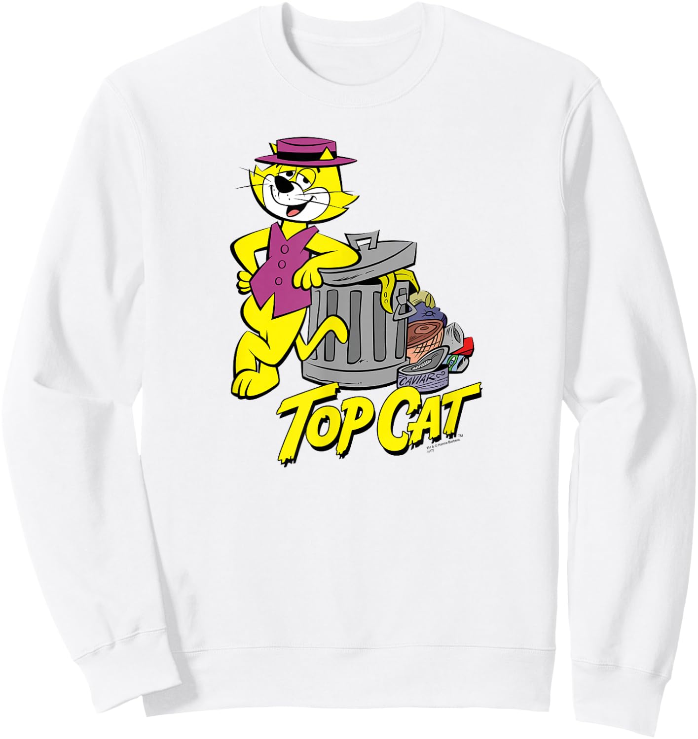 Top Cat Garbage Can Sweatshirt - Sweatshirt | White