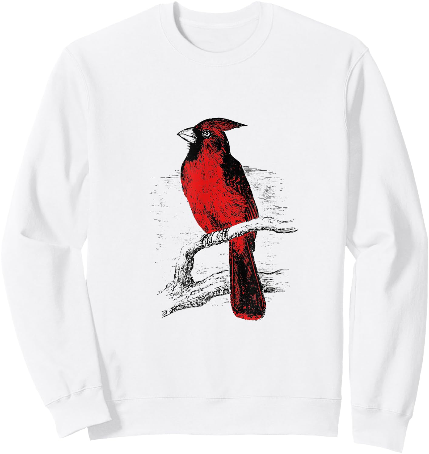 Red Cardinal Bird love bird watching Vintage Sweatshirt - Sweatshirt | White