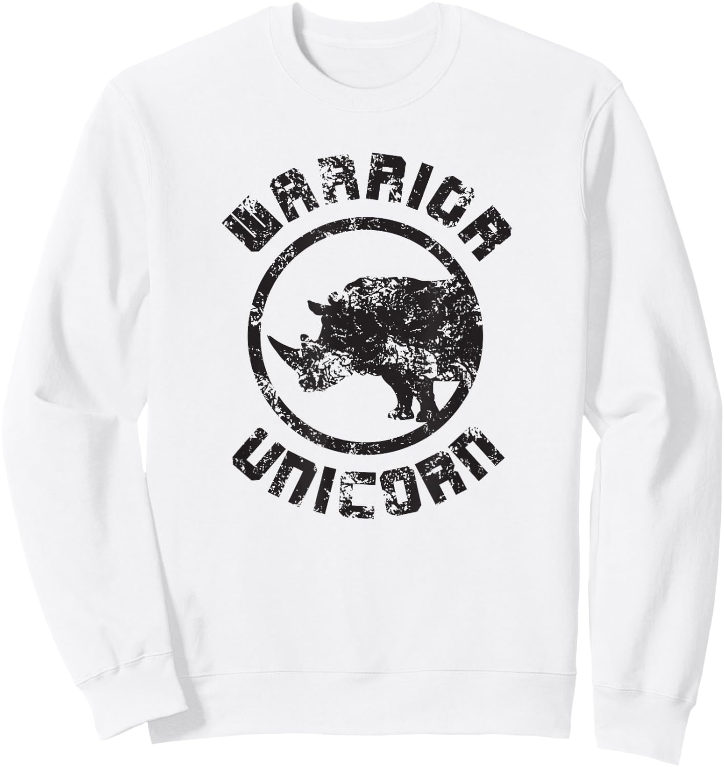 Warrior Unicorn Rhino Distressed Sweatshirt - Sweatshirt | White