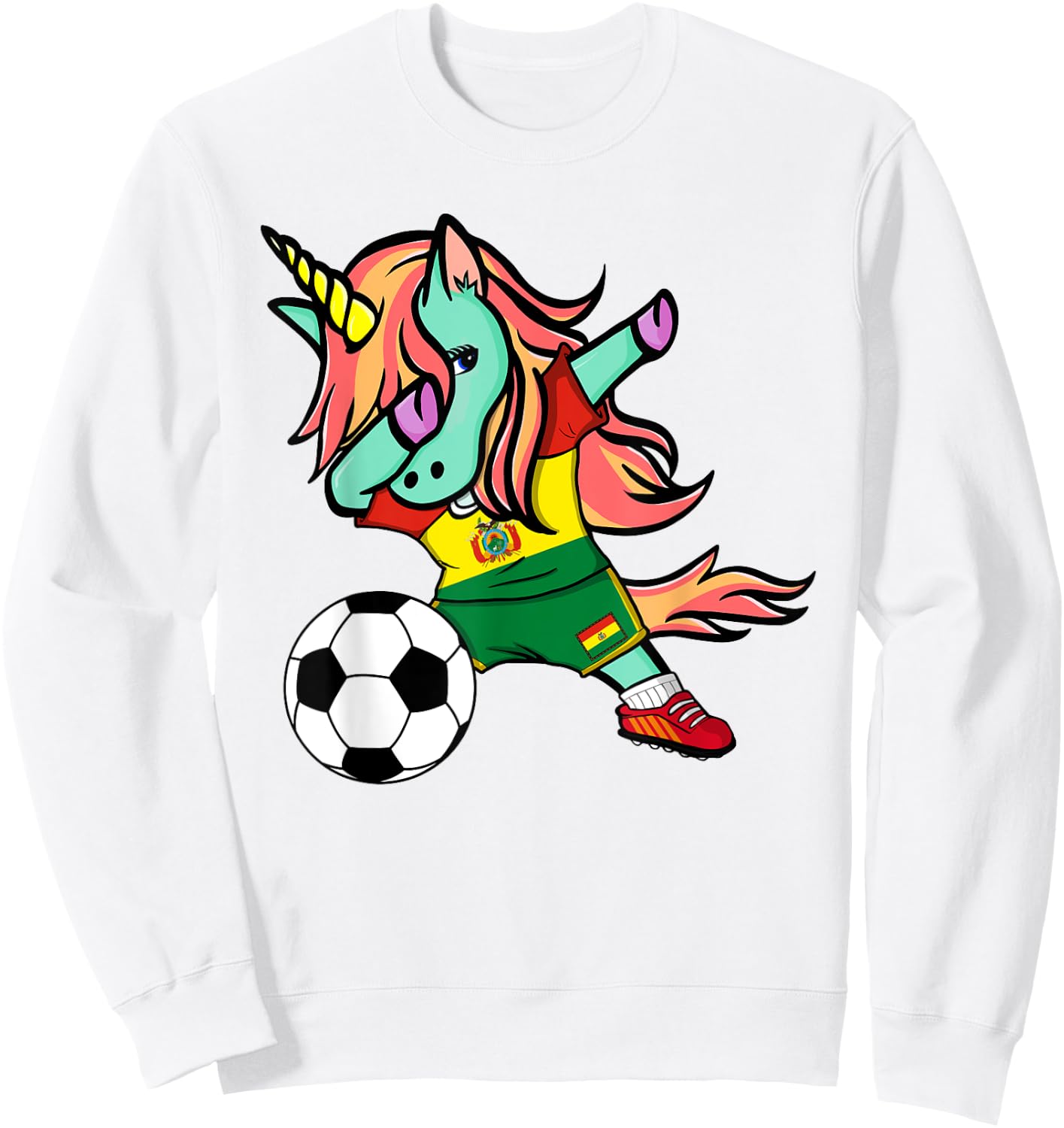 Unicorn Dab Bolivia Soccer Jersey Bolivian Football Lover Sweatshirt - Sweatshirt | White