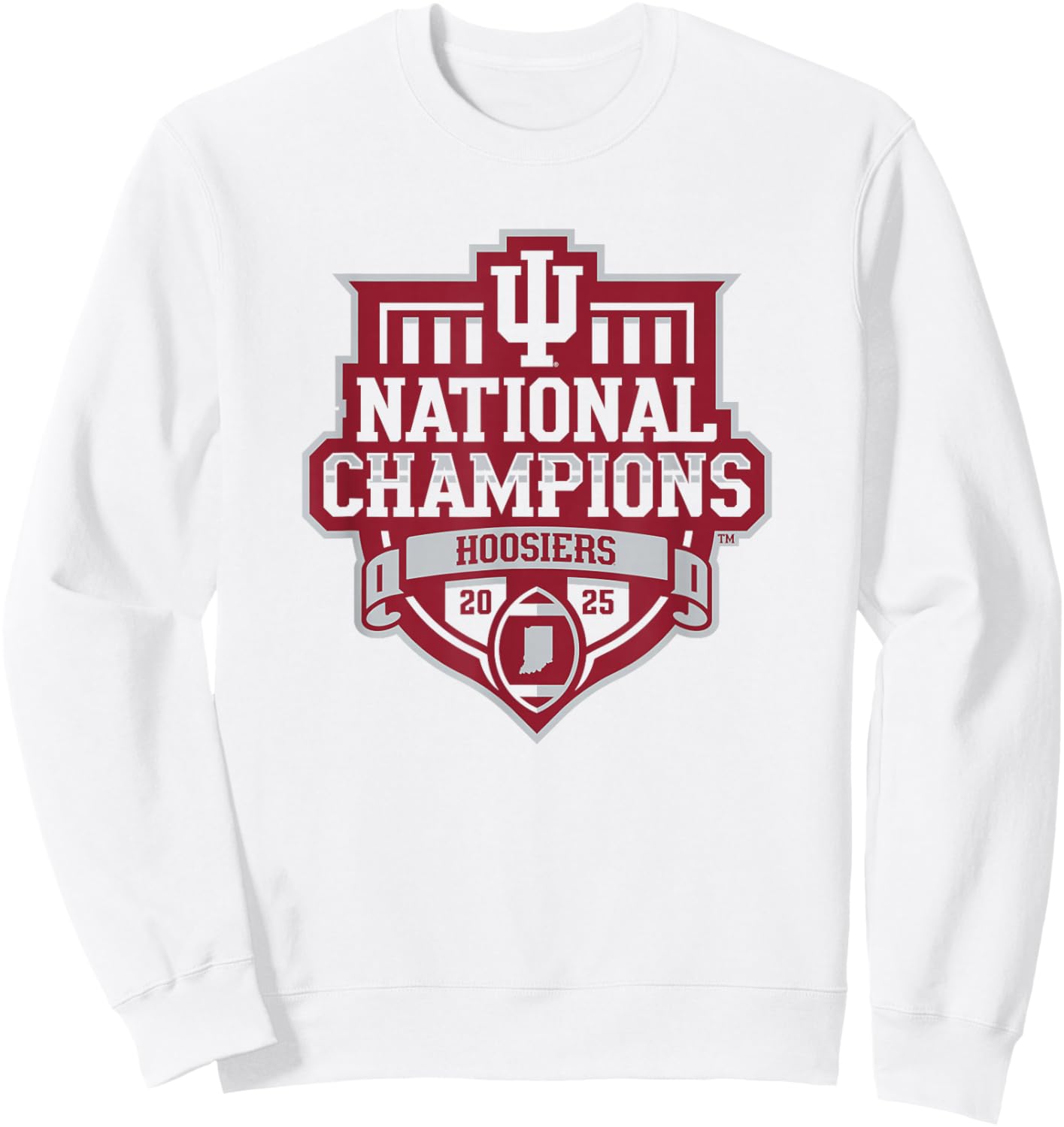 Indiana Hoosiers National Champs 2025 Football Official Logo Sweatshirt - Sweatshirt | White