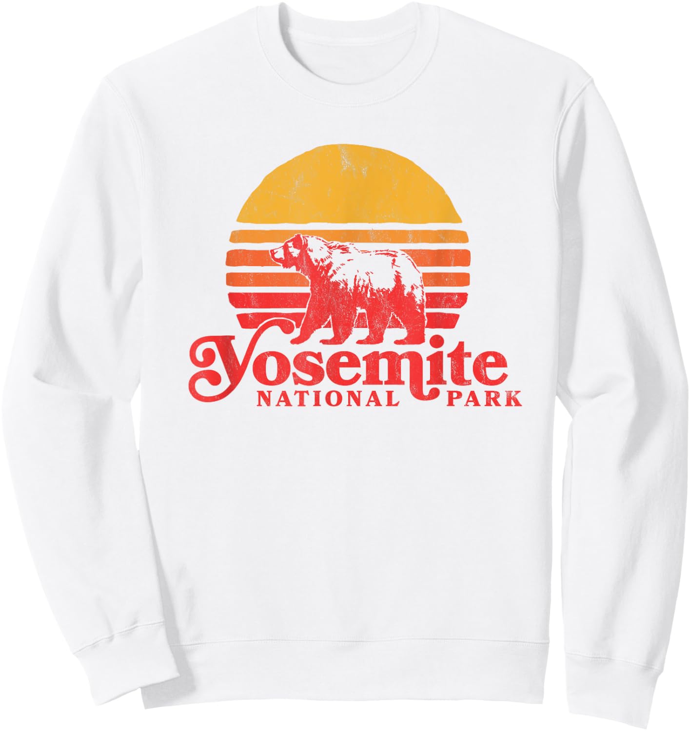 Retro Yosemite National Park Shirt - Bear & Vintage Sun Sweatshirt - Sweatshirt | White