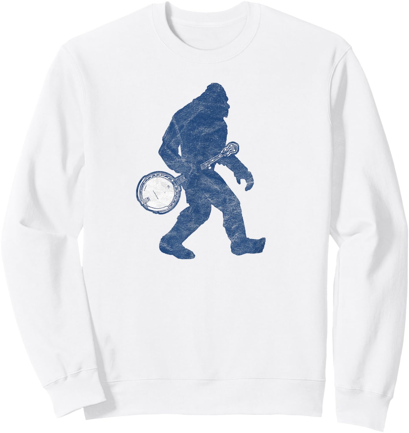 Bigfoot & Banjo - Sasquatch Silhouette Retro Bluegrass Sweatshirt - Sweatshirt | White