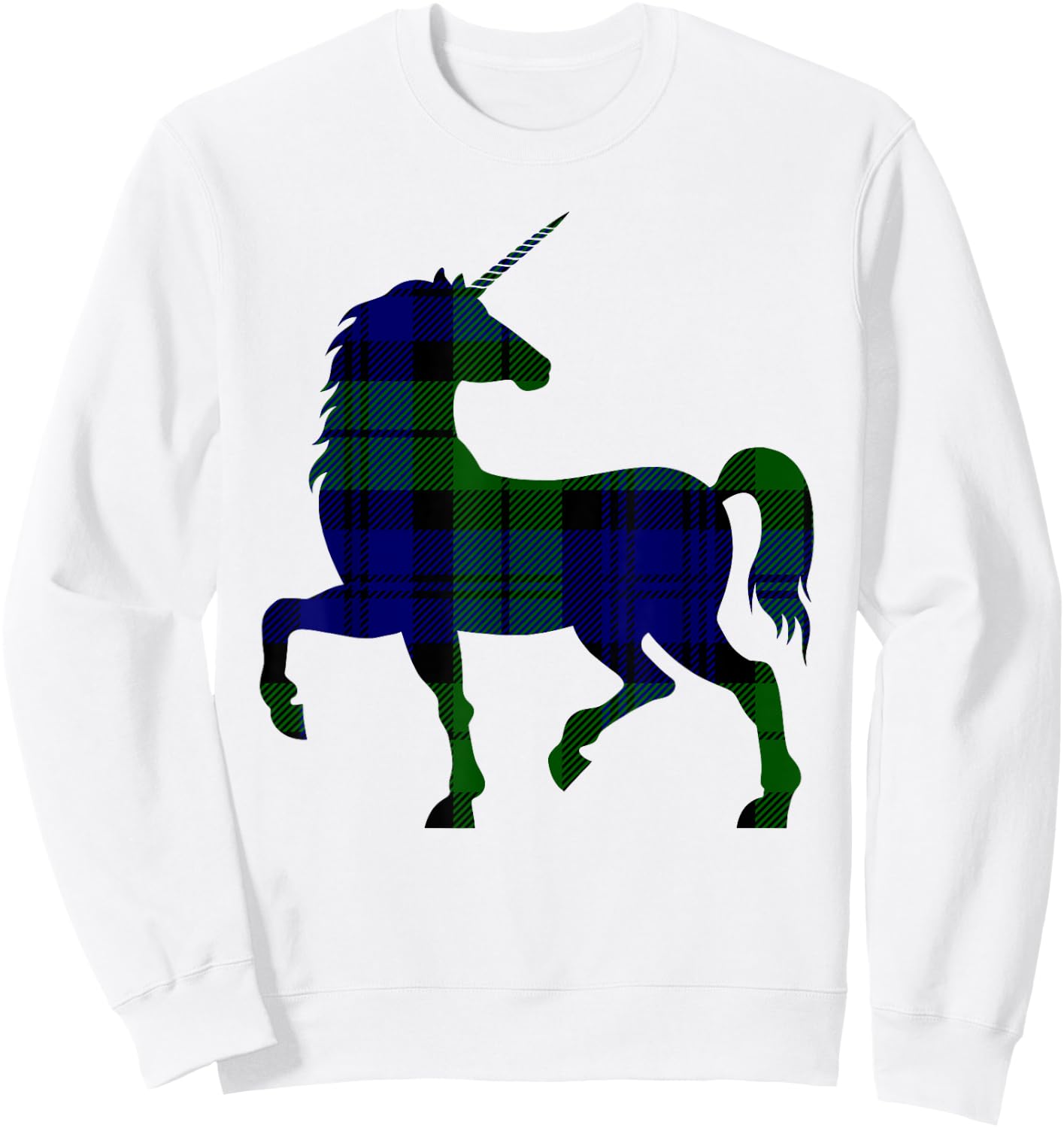 Black Watch Plaid Unicorn Scottish Pride Tartan Sweatshirt - Sweatshirt | White
