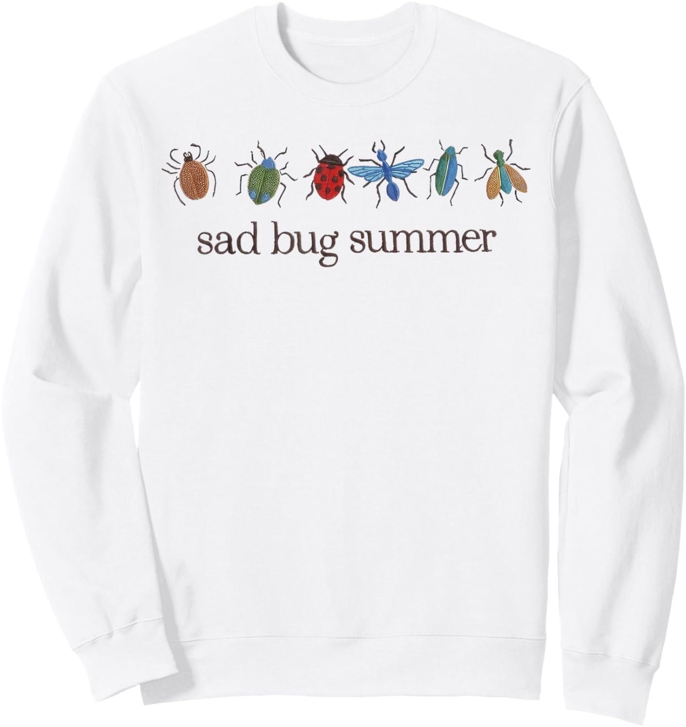 Sad Bug Summer Funny Insect Inspired Indie Aesthetic Sweatshirt - Sweatshirt | White