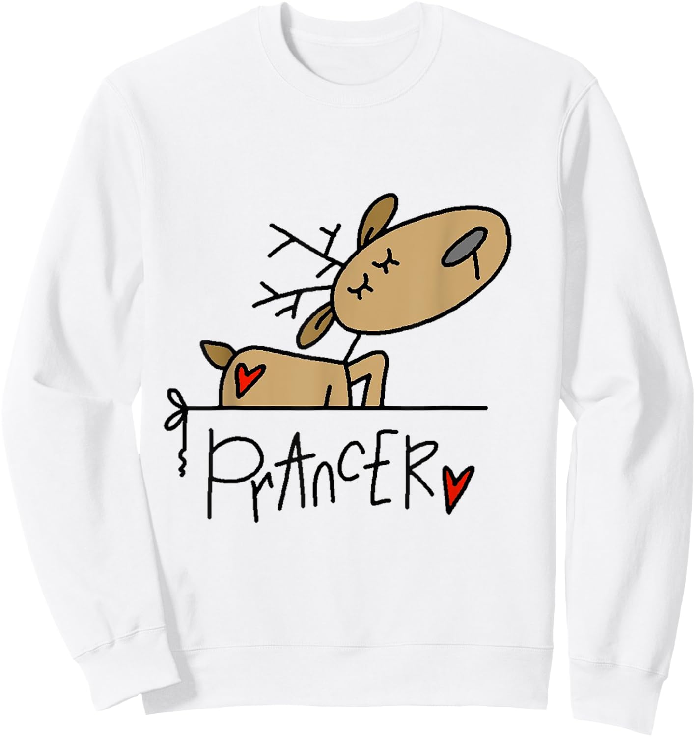 Funny Prancer Reindeer Christmas Holiday Sweatshirt - Sweatshirt | White