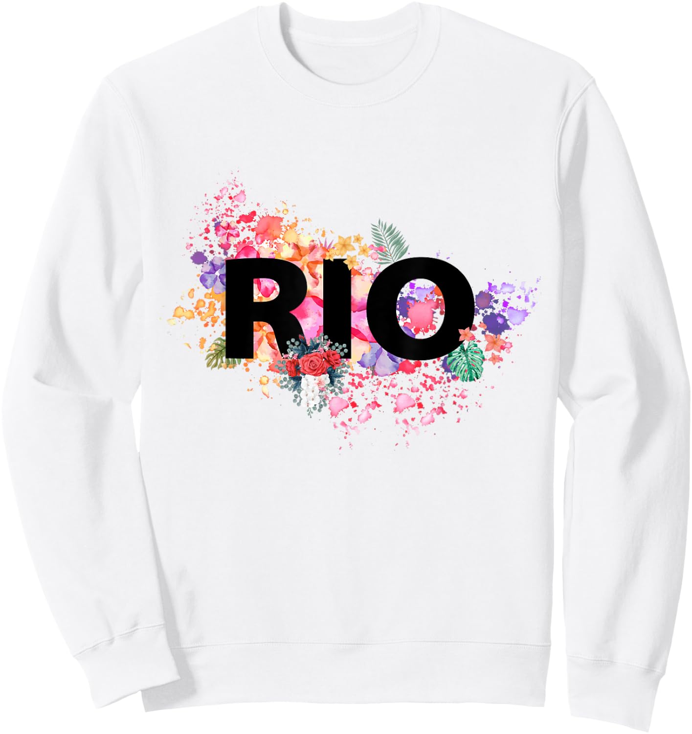 Rio De Janeiro Brazil Vacation with Tropical Hibiscus Flower Sweatshirt - Sweatshirt | White