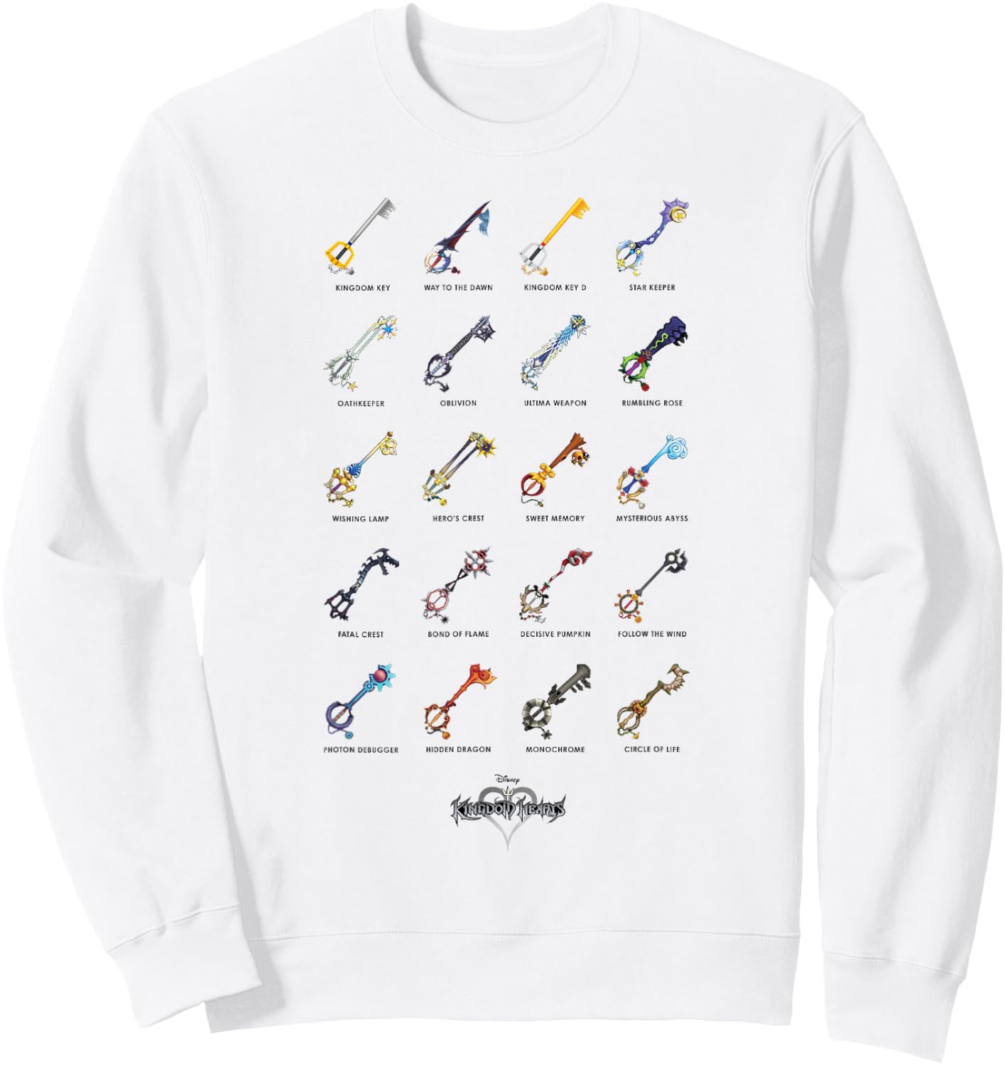 Disney Kingdom Hearts Keyblades with Names Sweatshirt - Sweatshirt | White