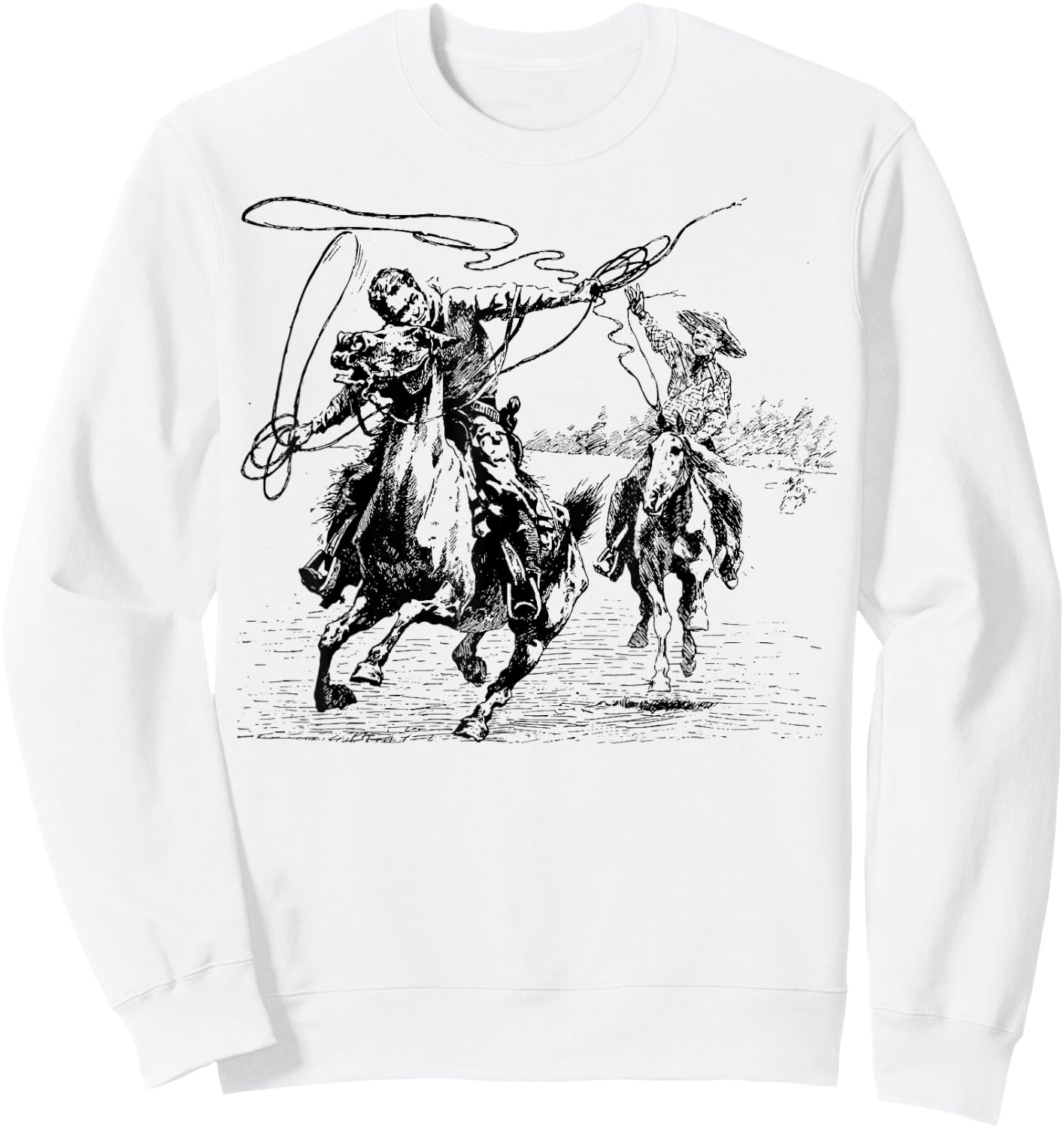 Cowboy Rodeo Cow Horse Yeehaw Novelty Vintage Retro Sweatshirt - Sweatshirt | White