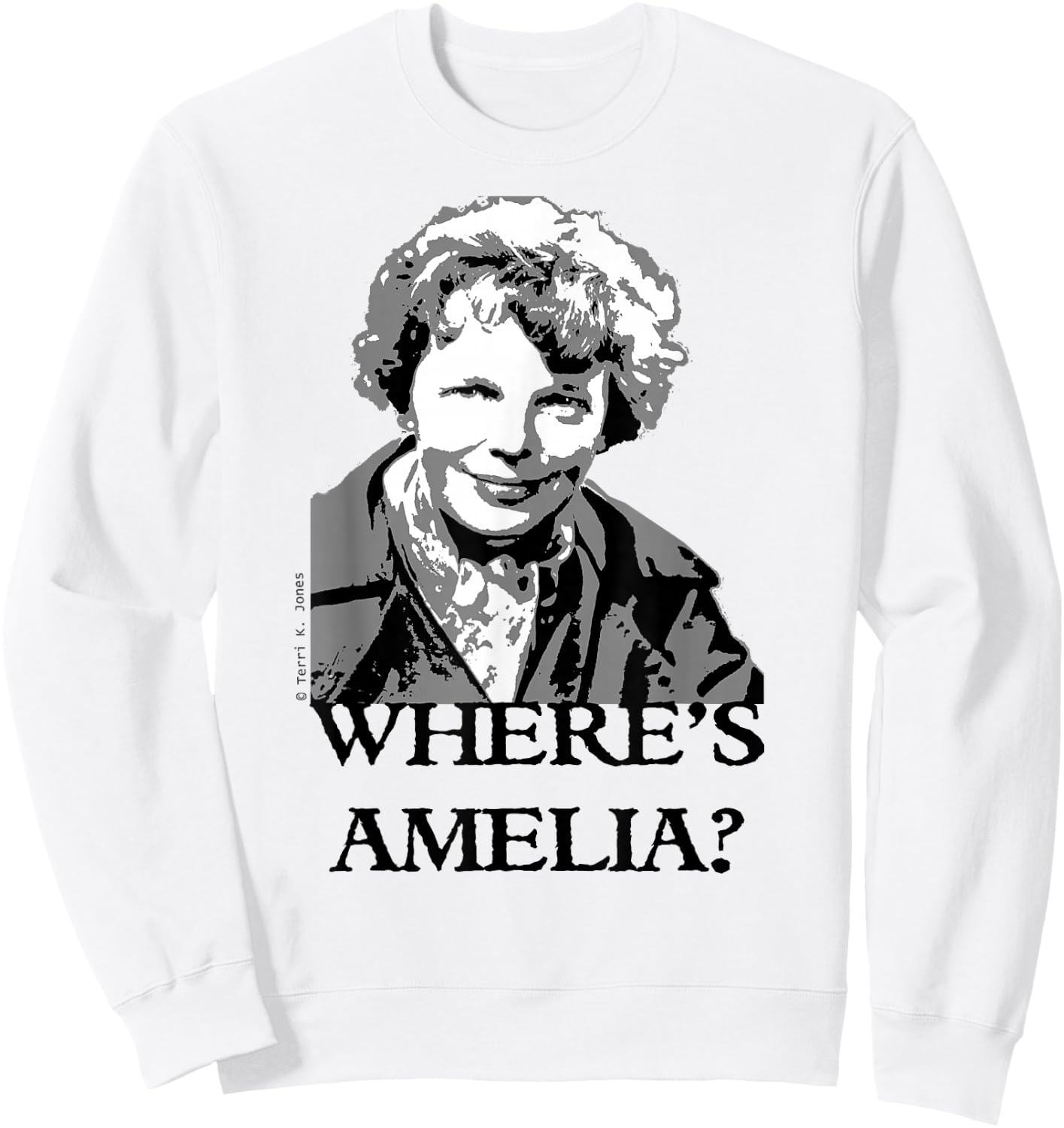 Where's Amelia? Missing Person Female Aviator Sweatshirt - Sweatshirt | White