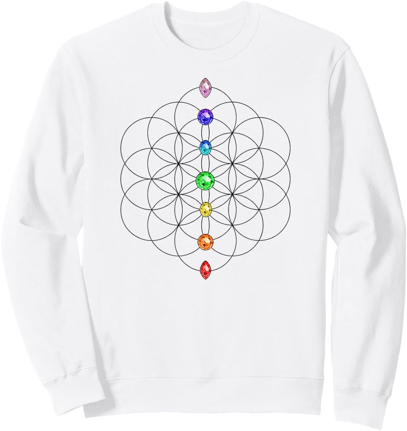 Flower of Life, Chakra, Sacred Geometrie, Yoga, Symbol Sweatshirt - Sweatshirt | White