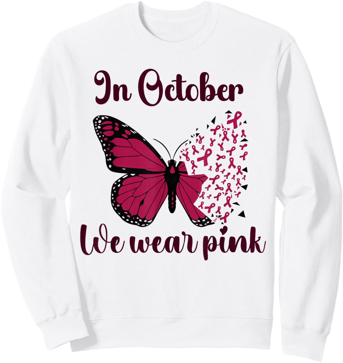Halloween In October We Wear Pink Breast Cancer Awareness Sweatshirt - Sweatshirt | White