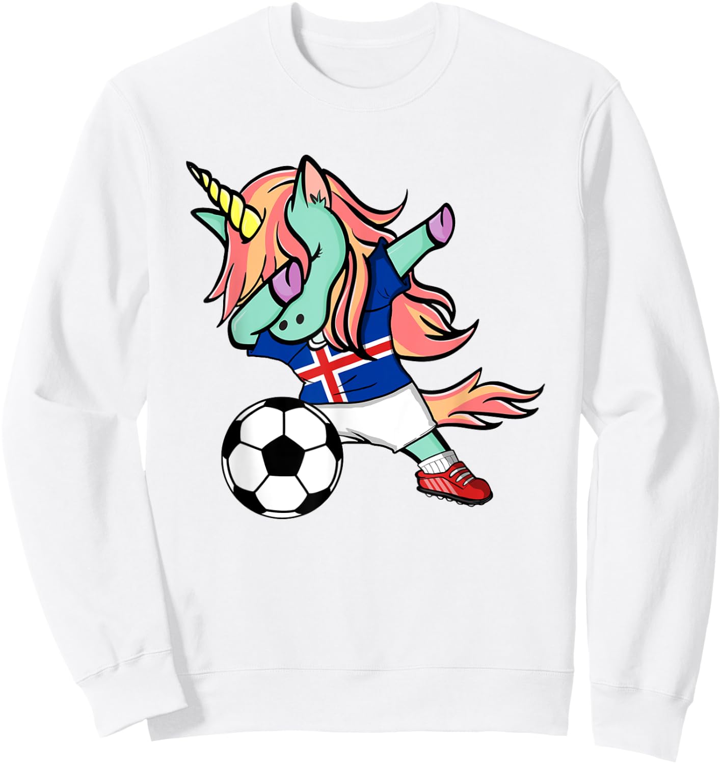 Dabbing Unicorn Soccer Iceland Jersey Icelandic Football Sweatshirt - Sweatshirt | White
