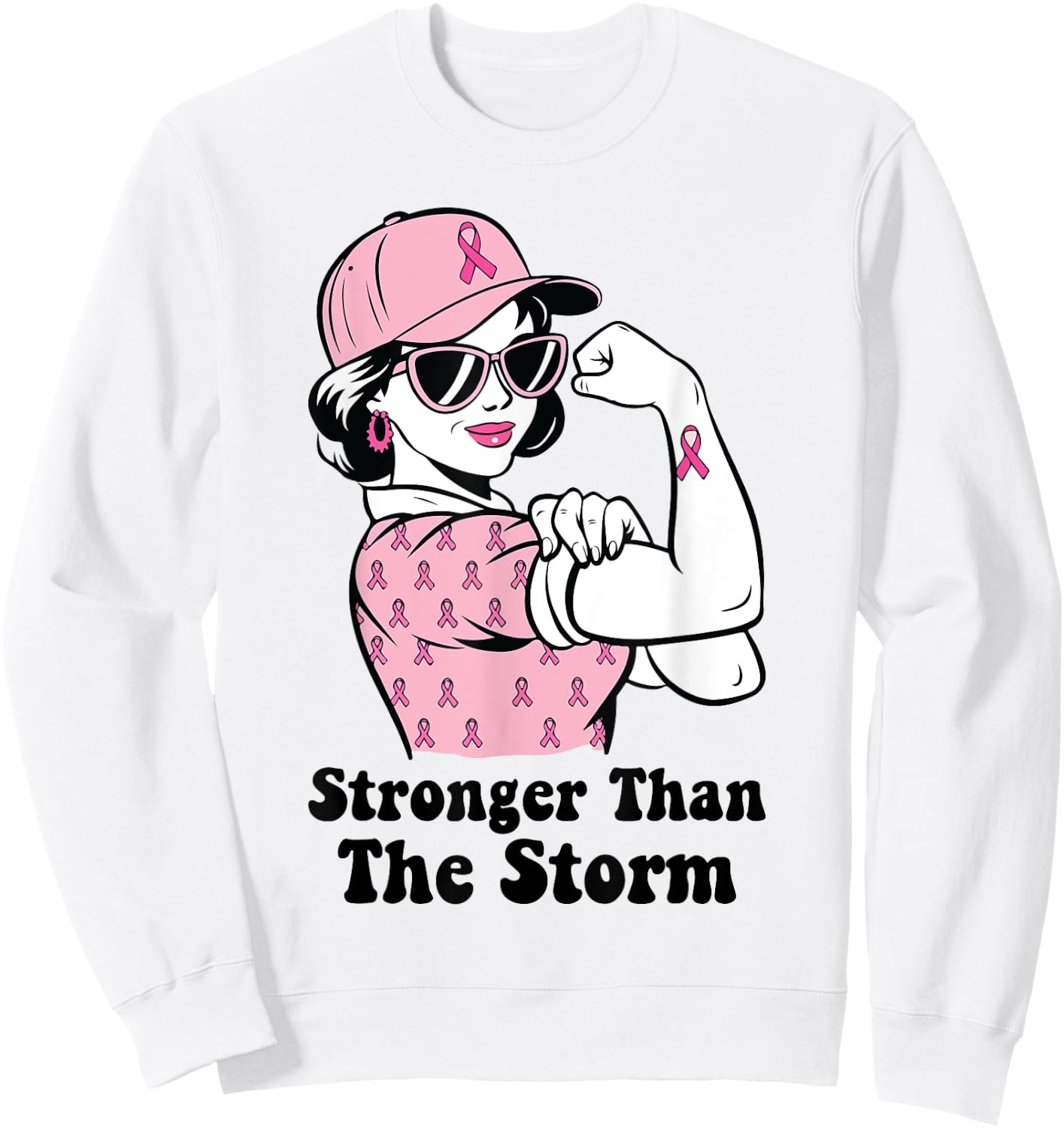 Stronger Than The Storm Breast Cancer Awareness Sweatshirt - Sweatshirt | White