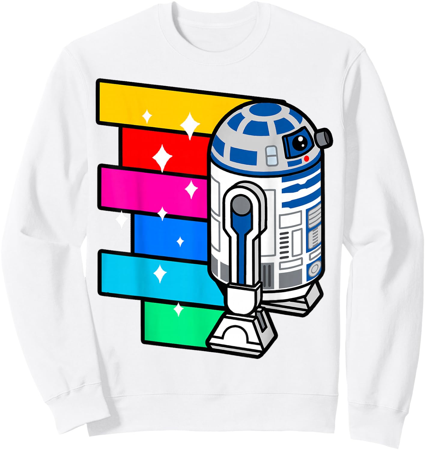 Star Wars R2-D2 Rainbow Roll Cartoon Graphic Sweatshirt - Sweatshirt | White