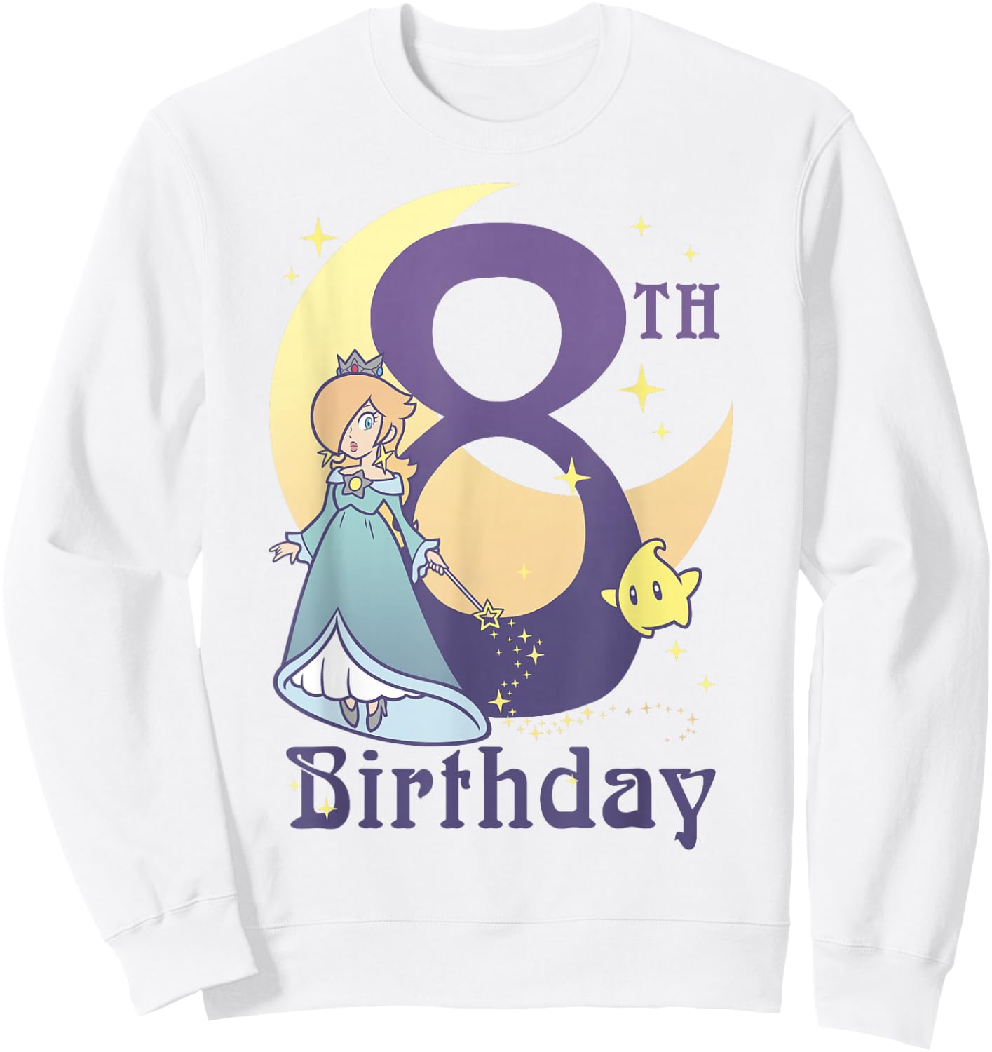 Super Mario Rosalina And Luma 8th Birthday Moon Portrait Sweatshirt - Sweatshirt | White