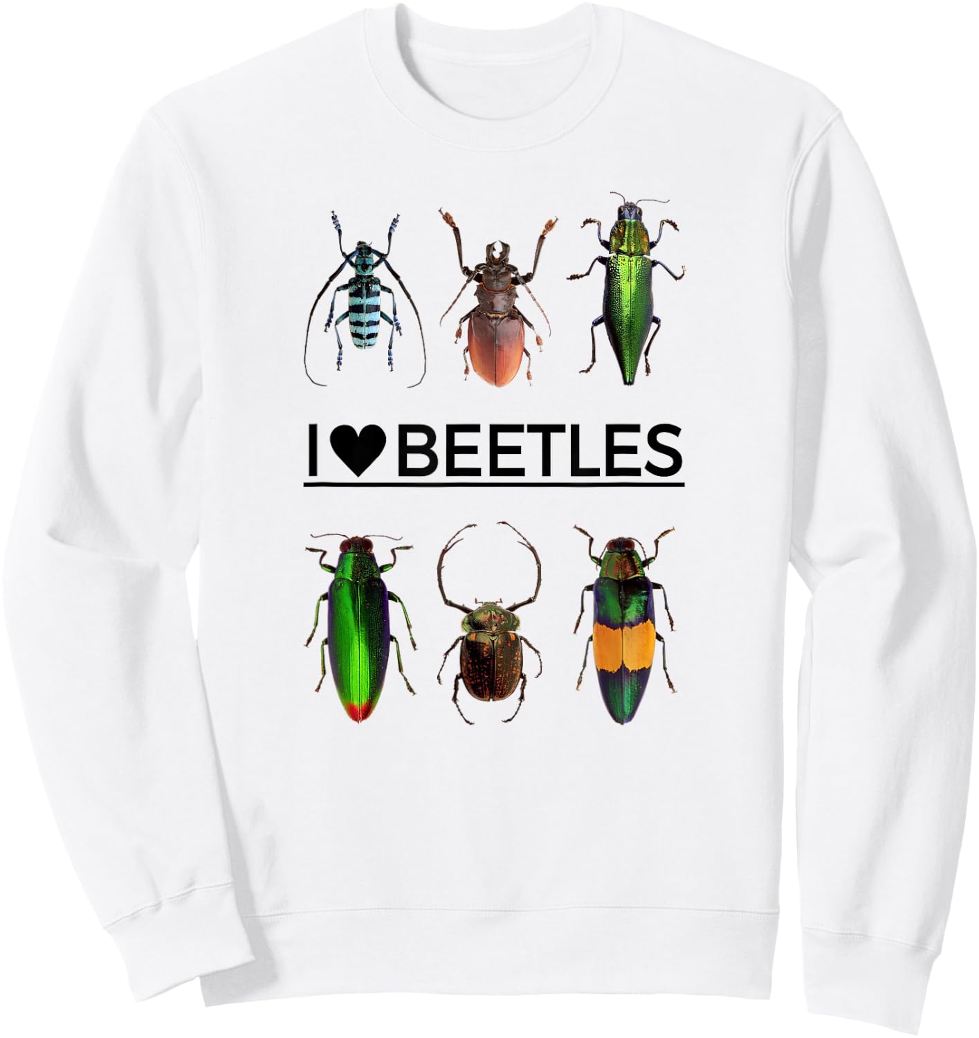 I Love Beetles- Insect Bug Lover Sweatshirt - Sweatshirt | White