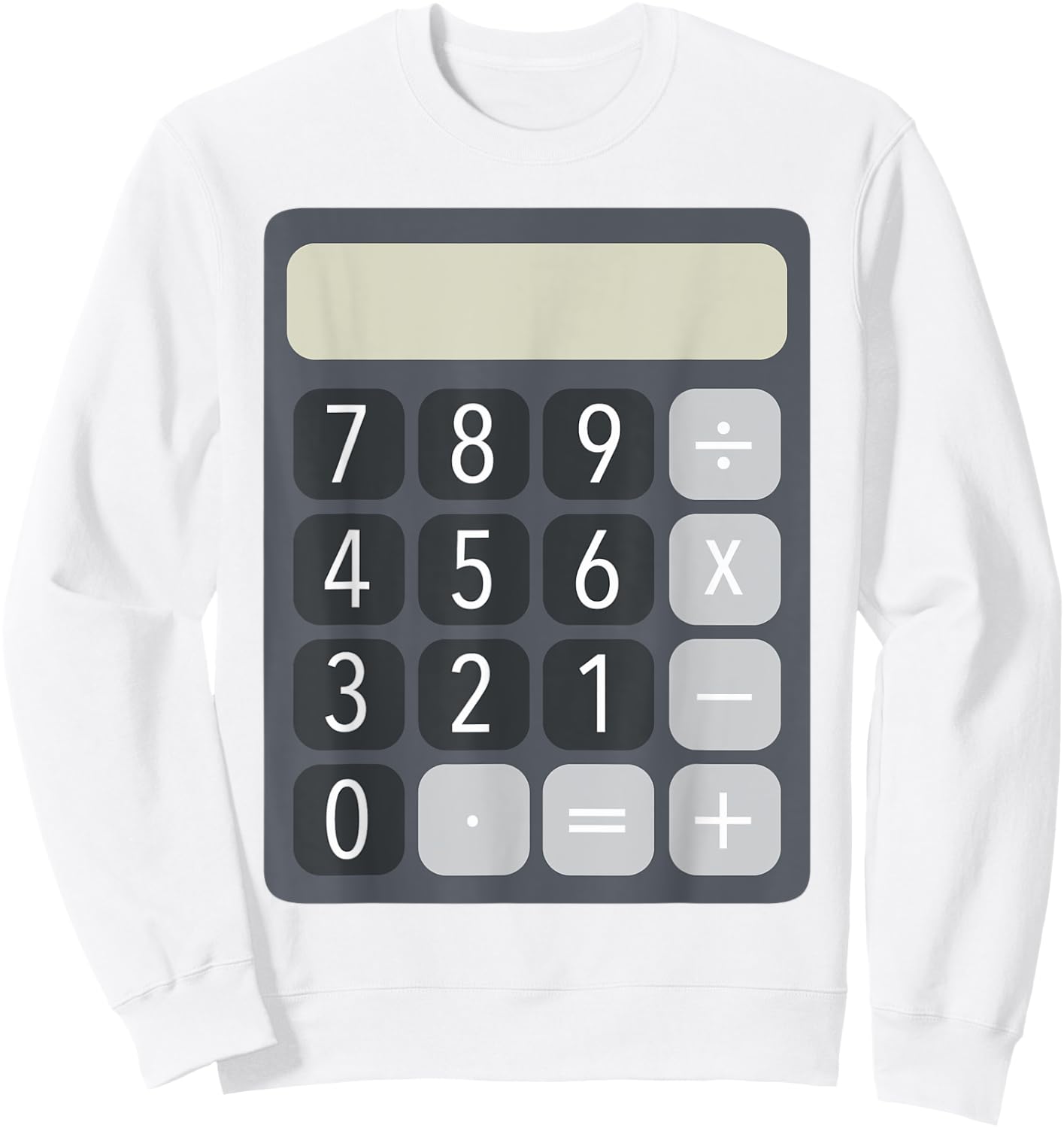 HalloAndWeenCostumes Adult Calculator Costume , Grey, XL, Short Sleeve, Classic Fit, Pull On, Halloween, Costume Party Sweatshirt - Sweatshirt | White