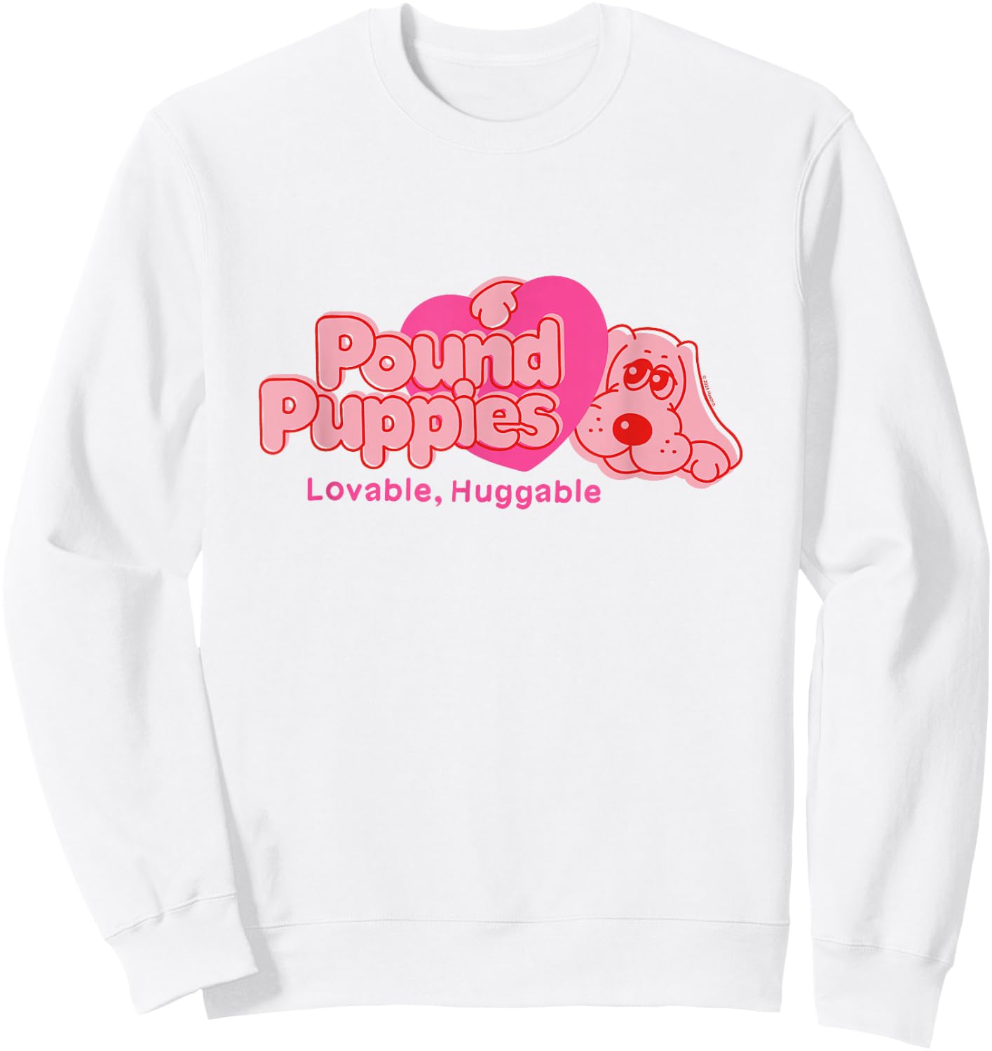 Pound Puppies Valentine's Day Lovable Huggable Chest Logo Sweatshirt - Sweatshirt | White