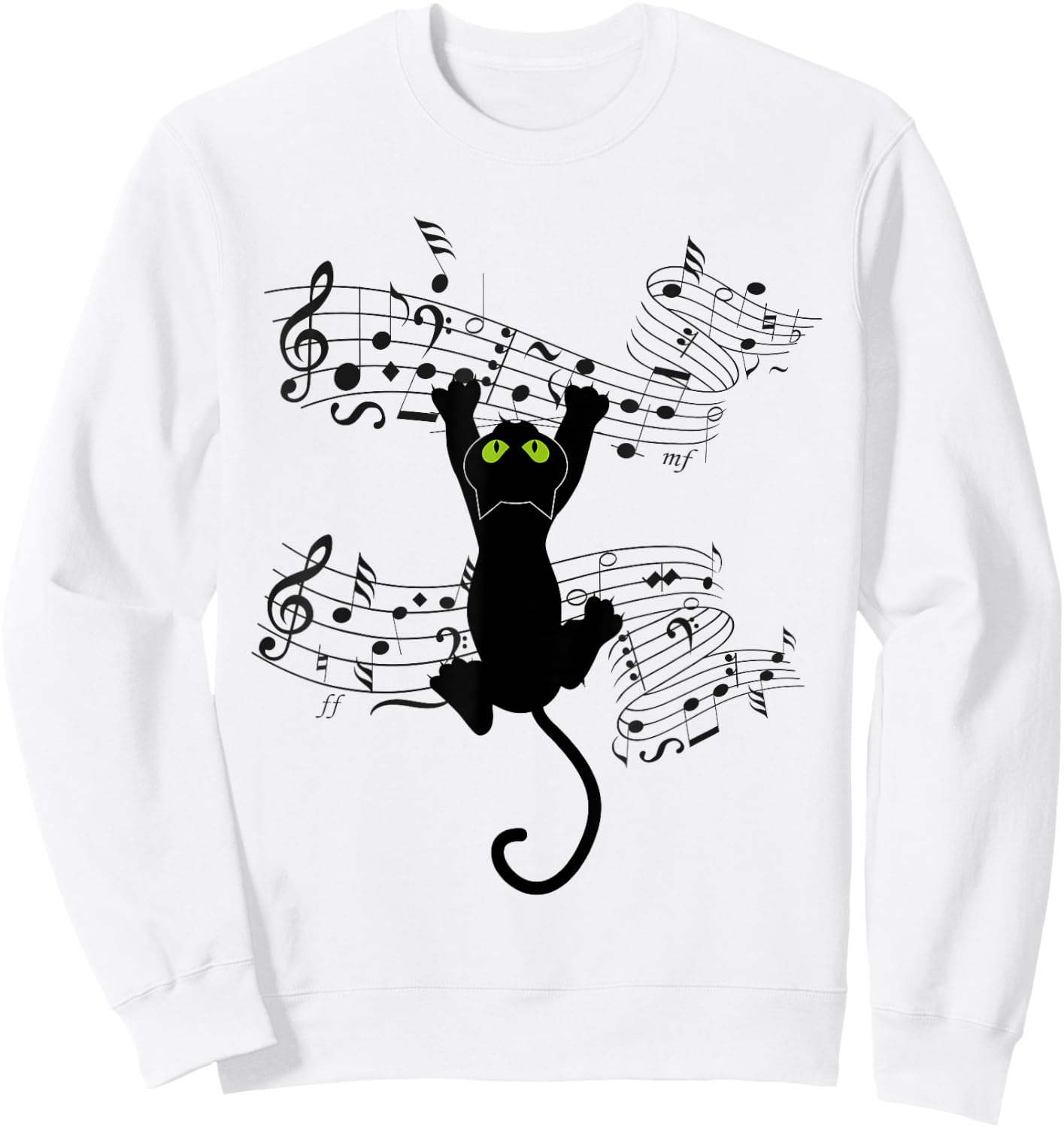 Funny Cat Kitty Playing Music Note Cat lover Gift Men Women Kids Sweatshirt - Sweatshirt | White
