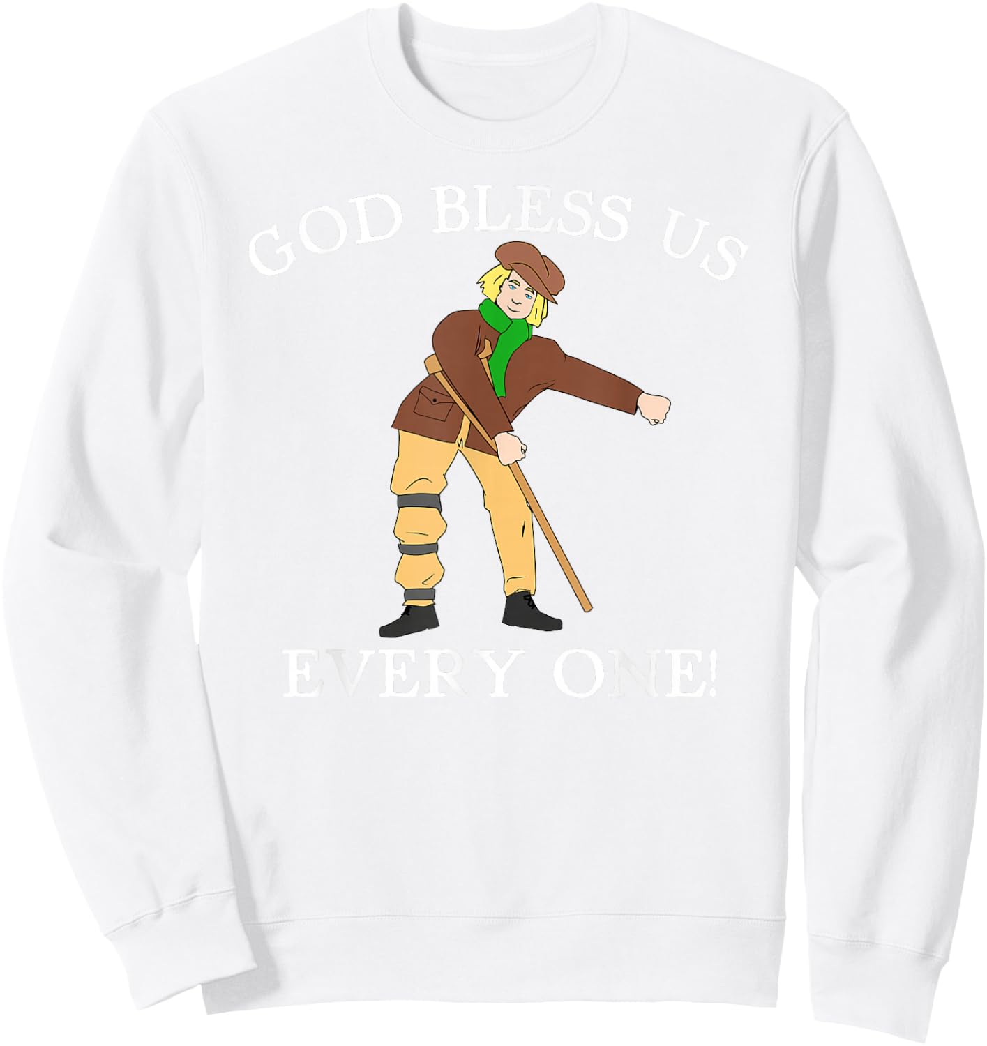 Floss Dance Christmas Carol Tiny Tim God Bless Us Everyone Sweatshirt - Sweatshirt | White