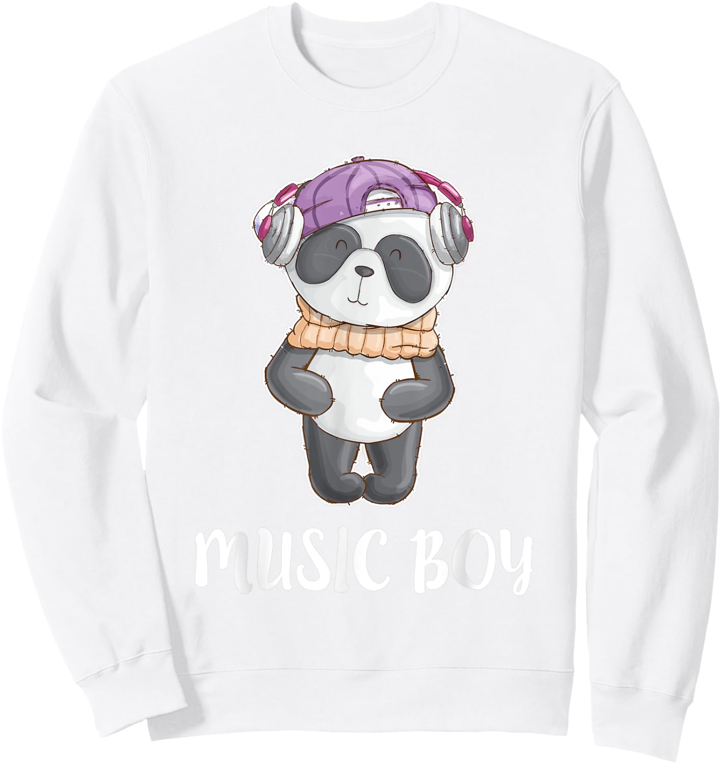 Dj Panda Headphones T Shirt Cute Music Boys Kids Sweatshirt - Sweatshirt | White
