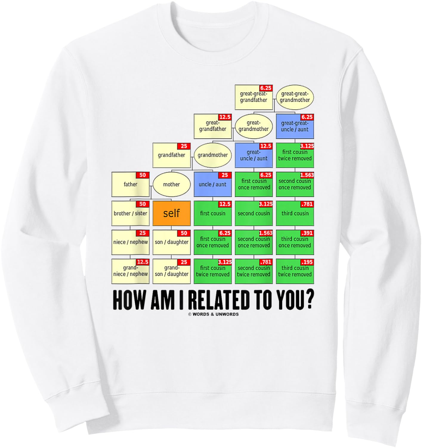 How Am I Related To You? Cousin Tree Genetic Kinship Chart Sweatshirt - Sweatshirt | White