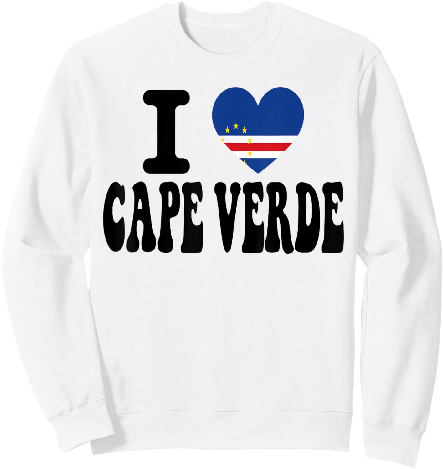 I Love Cape Verde Heart Flag Retro Travel Souvenir Sweatshirt - Sweatshirt | White