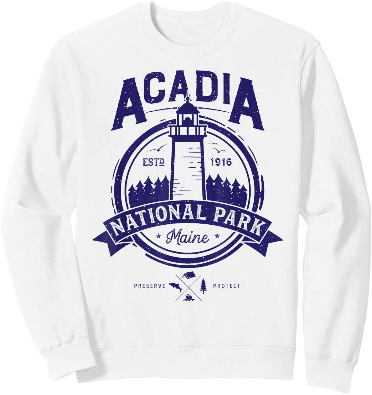 Acadia National Park T Shirt Maine Vintage Men Women Gifts Sweatshirt - Sweatshirt | White