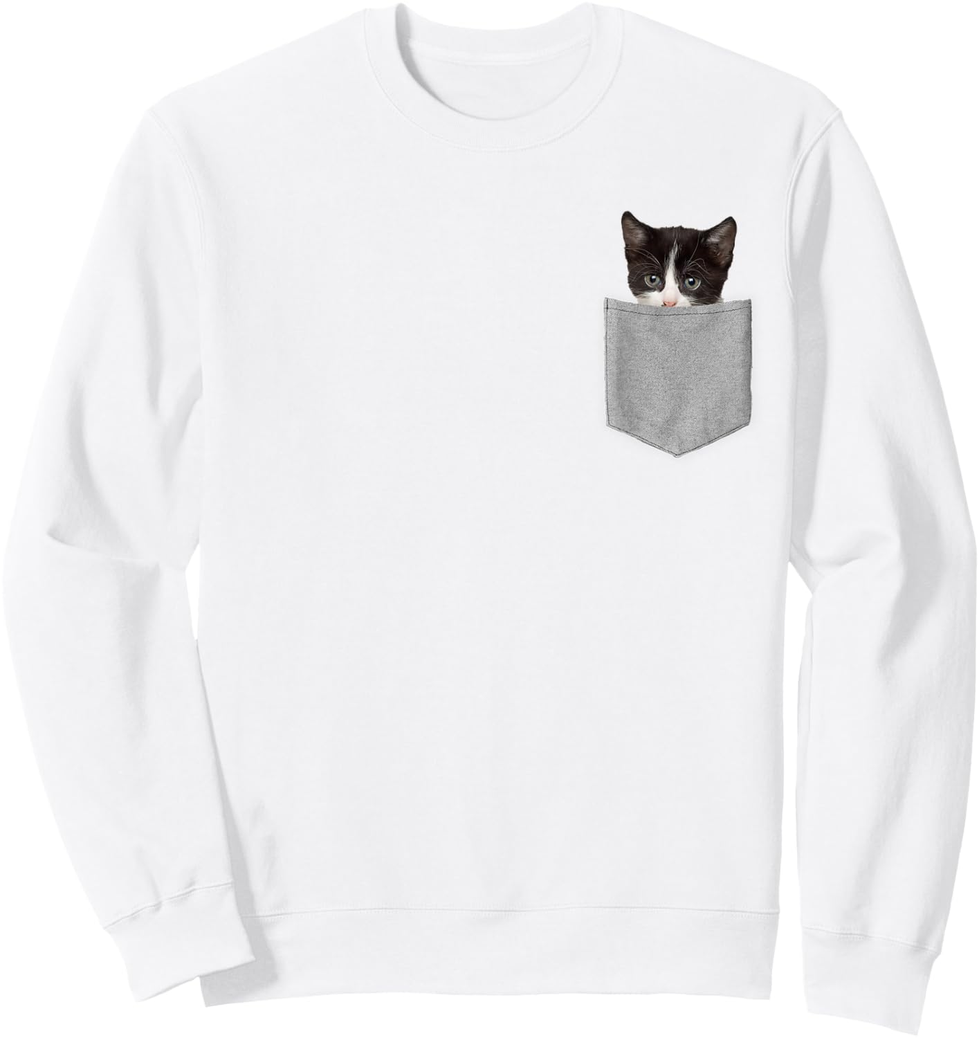 Cute Cat Peeking in Pocket Cat Lover Sweatshirt - Sweatshirt | White
