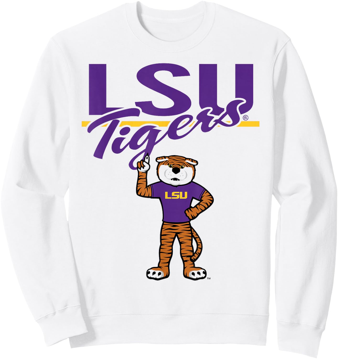 LSU Tigers Mascot White Officially Licensed Sweatshirt - Sweatshirt | White