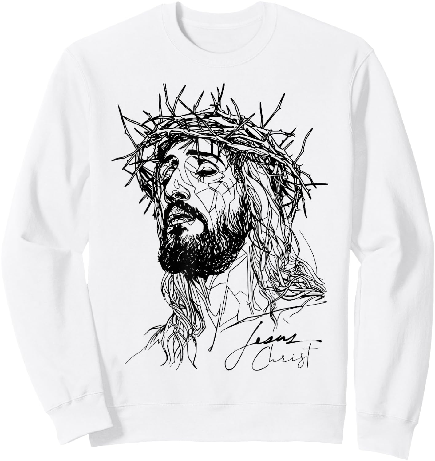 Jesus thorn crown - Jesus line drawing artwork Sweatshirt - Sweatshirt | White