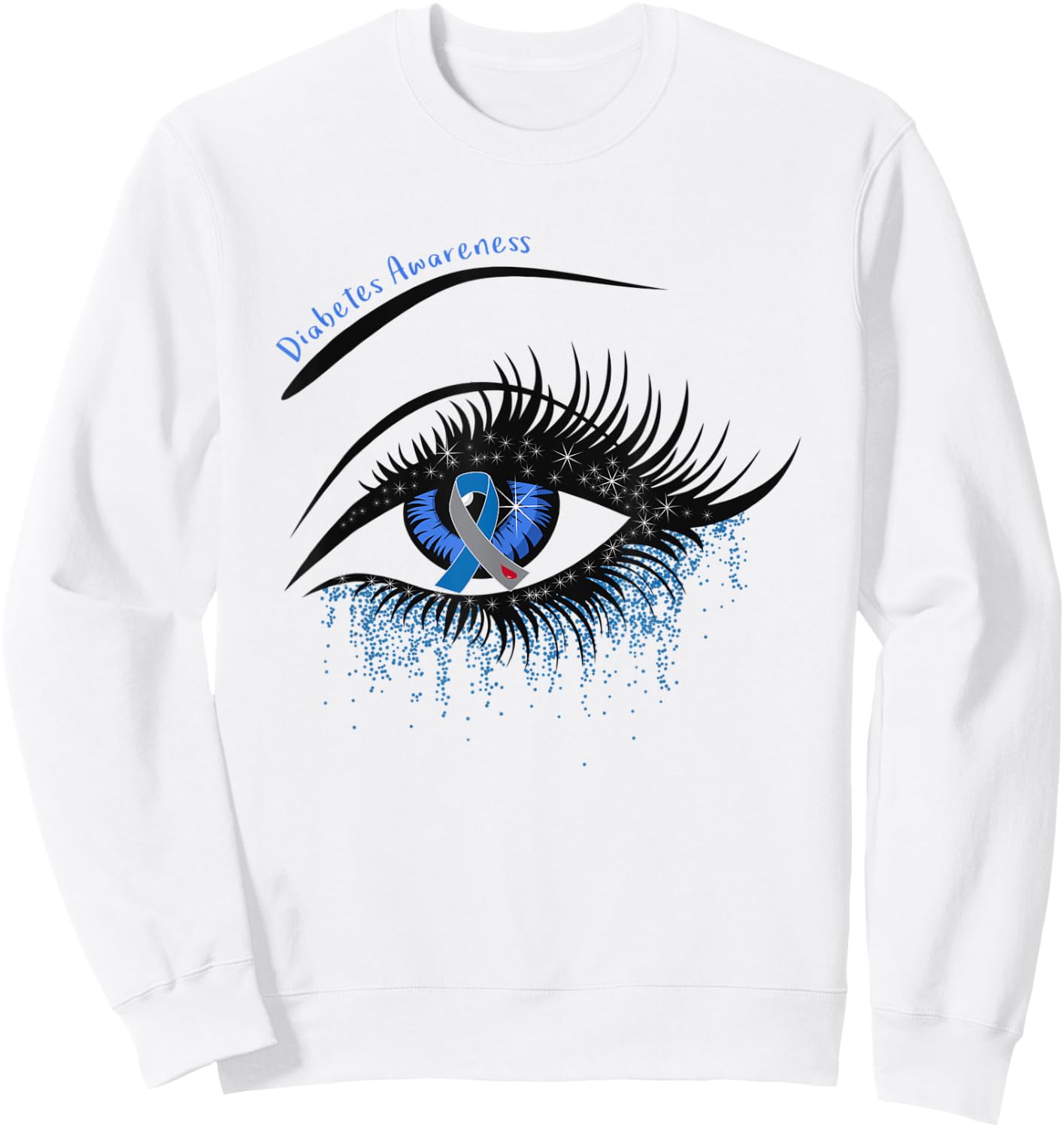 Type 1 Diabetes Ribbon Eye Diebetes Awareness Gifts Sweatshirt - Sweatshirt | White