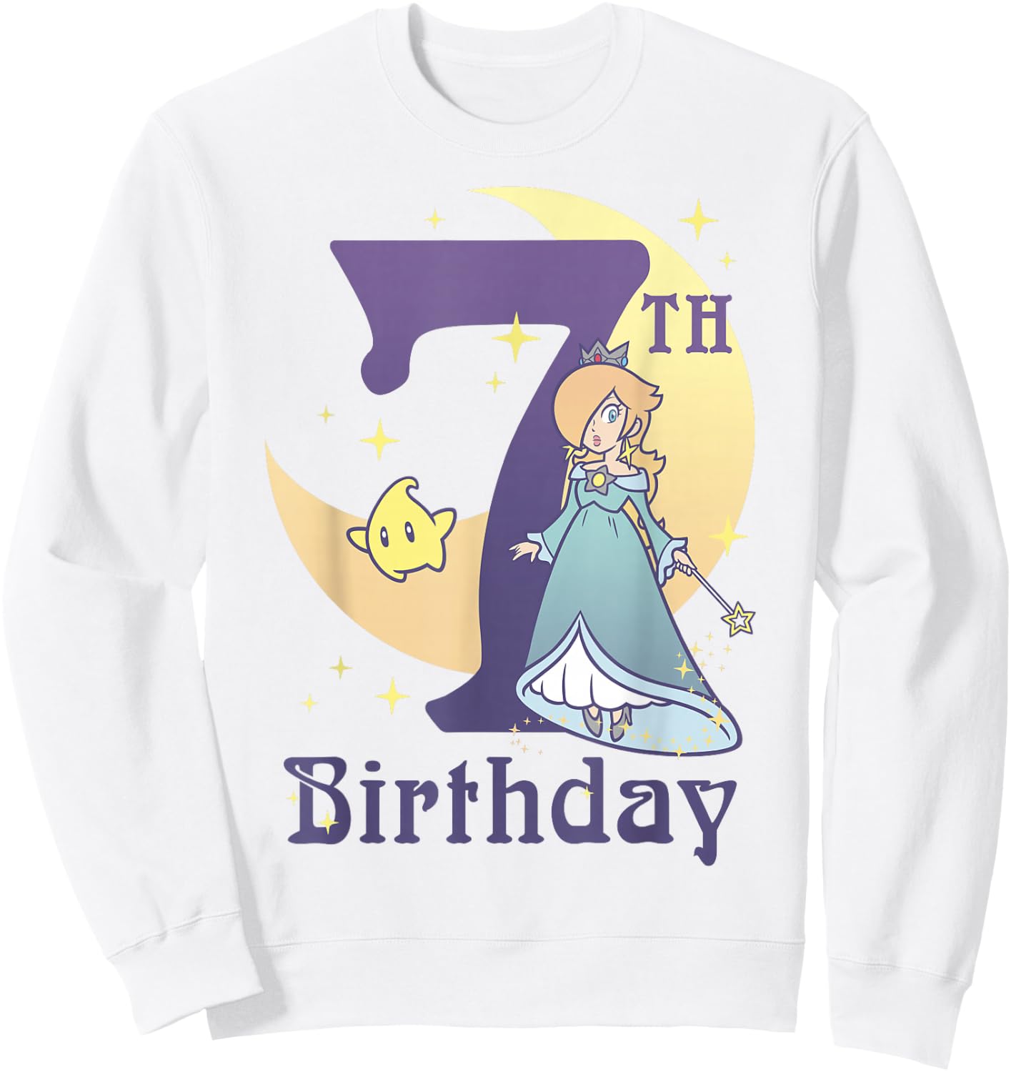 Super Mario Rosalina And Luma 7th Birthday Moon Portrait Sweatshirt - Sweatshirt | White