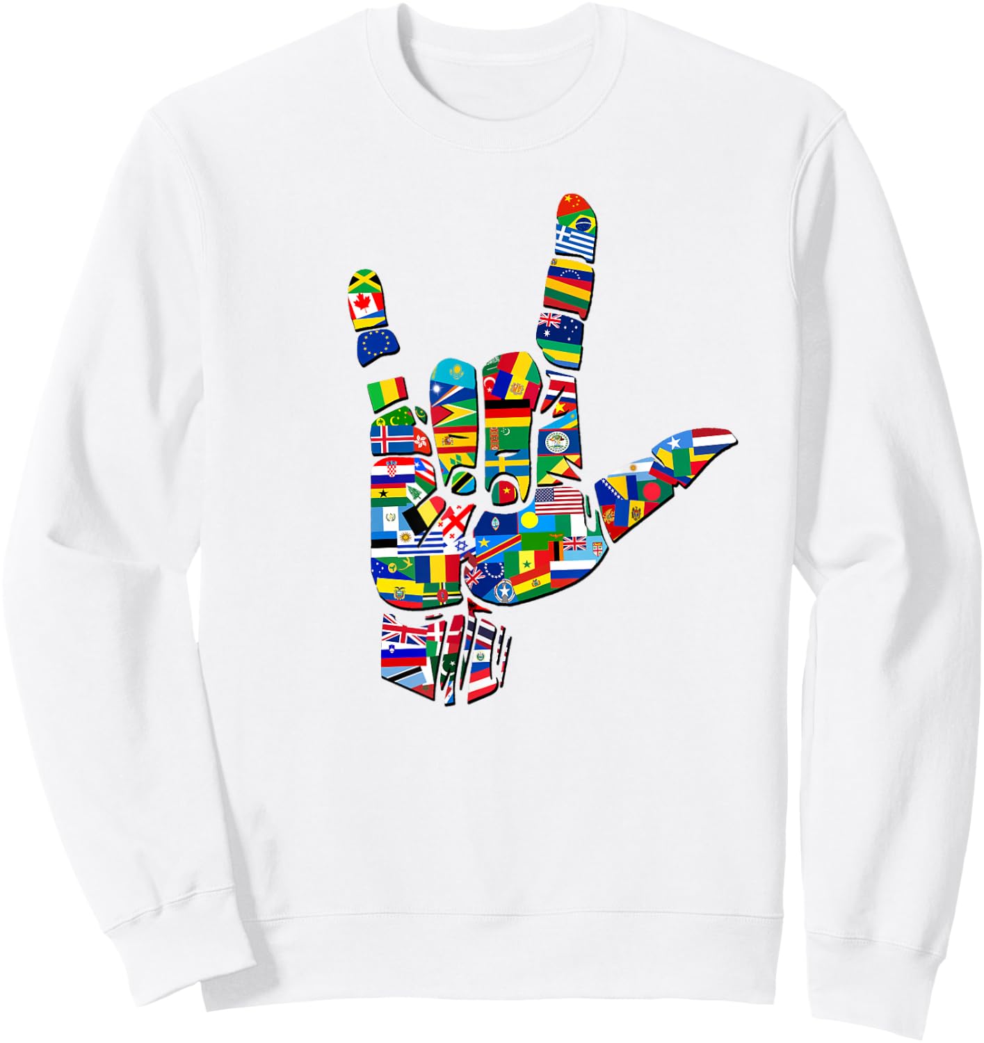Flags of The Countries of The World, Love Sign Sweatshirt - Sweatshirt | White