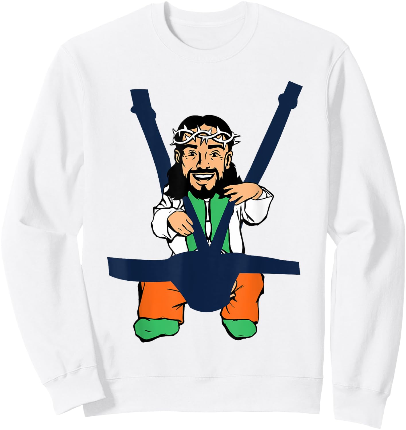Baby Jesus Shirt in a Baby Carrier Funny Christ Sweatshirt - Sweatshirt | White