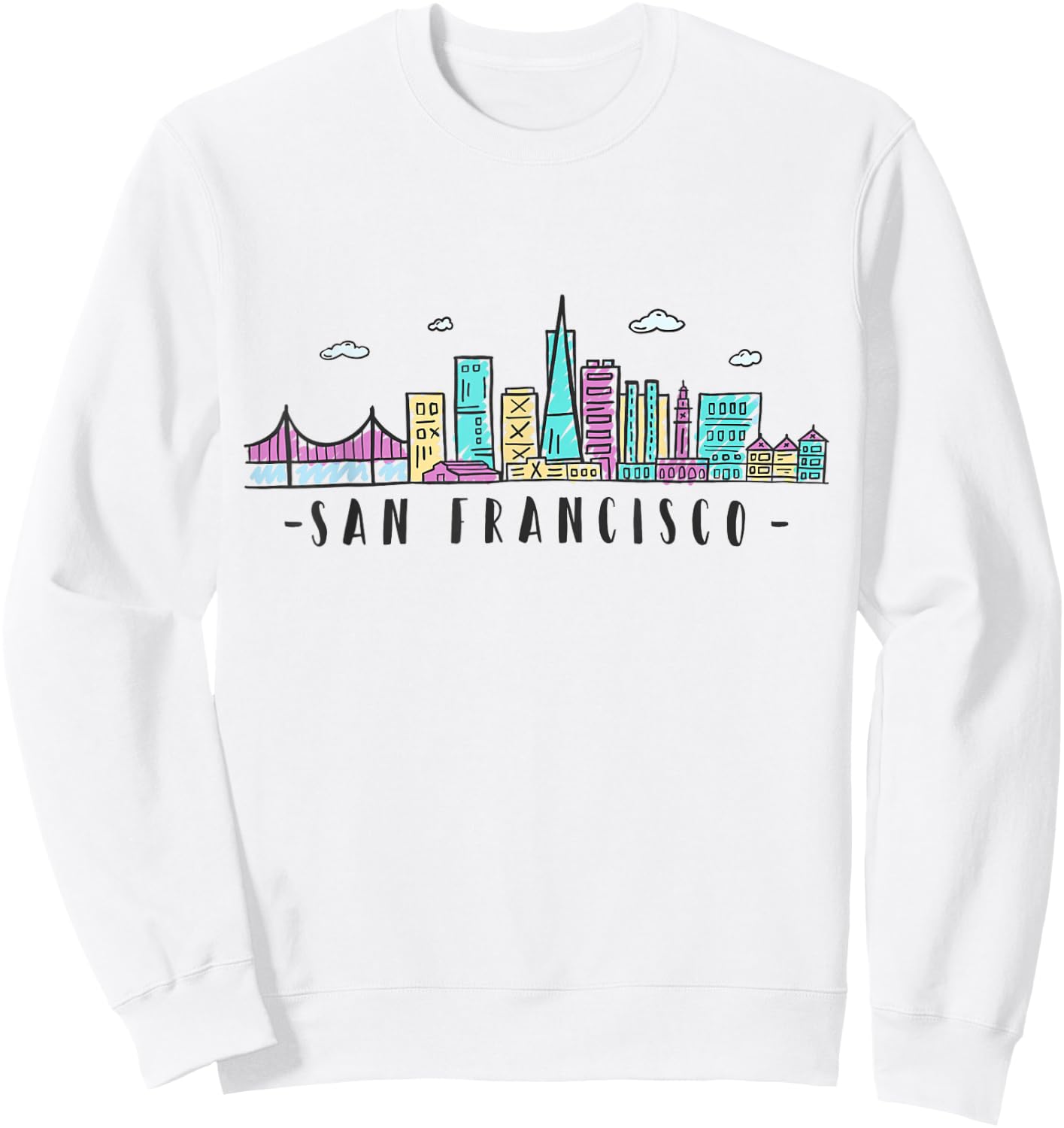 San Francisco Skyline Golden Gate Bridge USA California Sweatshirt - Sweatshirt | White
