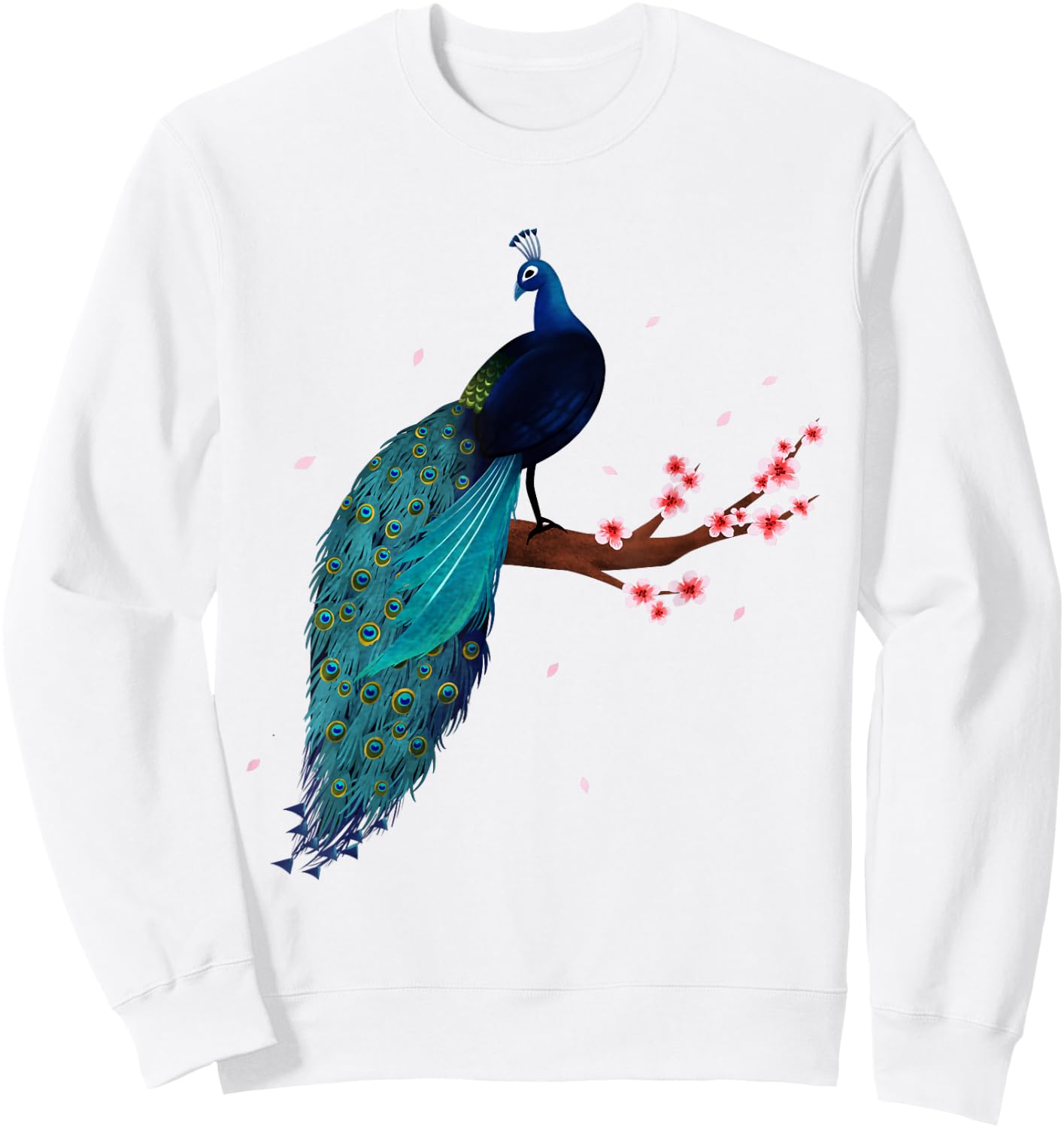 Vintage Peacock Japanese Beauty Bird Flower Gift T Shirt Sweatshirt - Sweatshirt | White