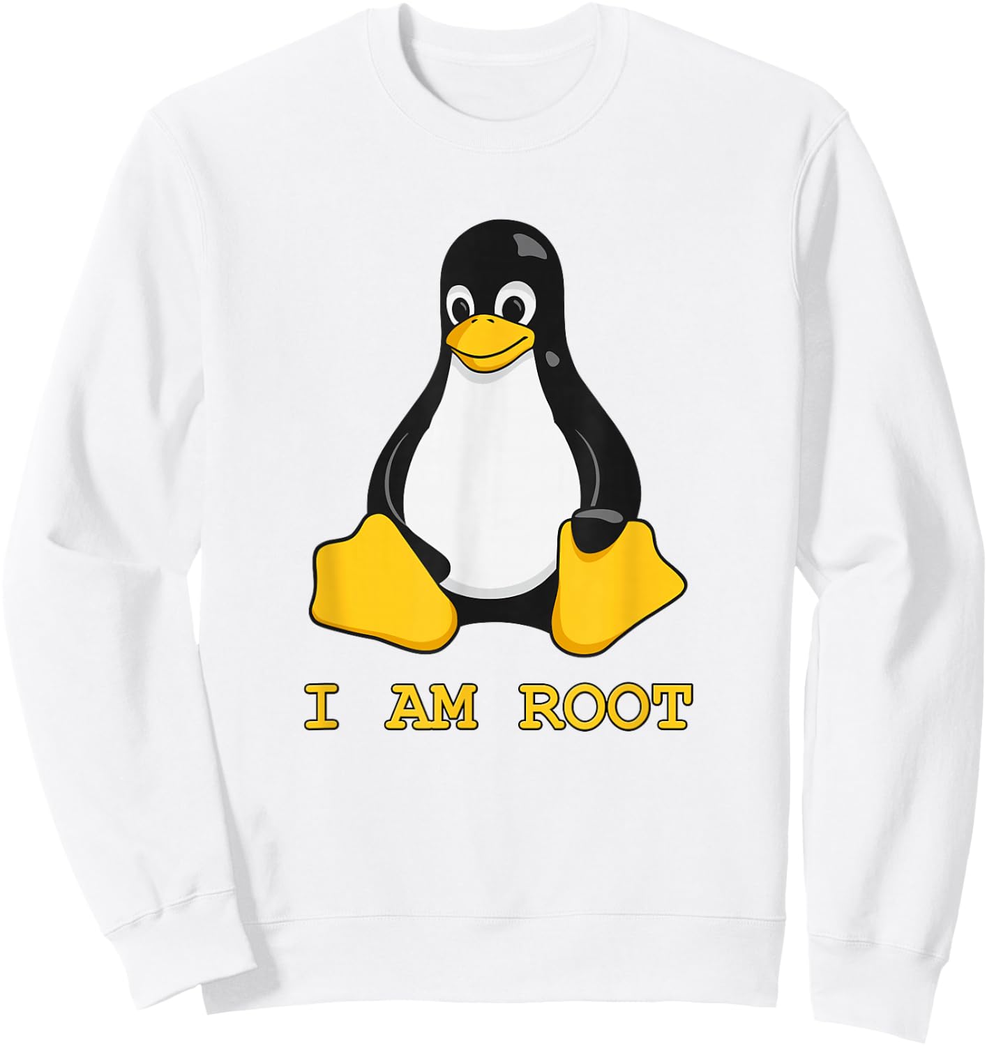 Linux Mascot Tux the Penguin I Am Root Men Women Kids Sweatshirt - Sweatshirt | White