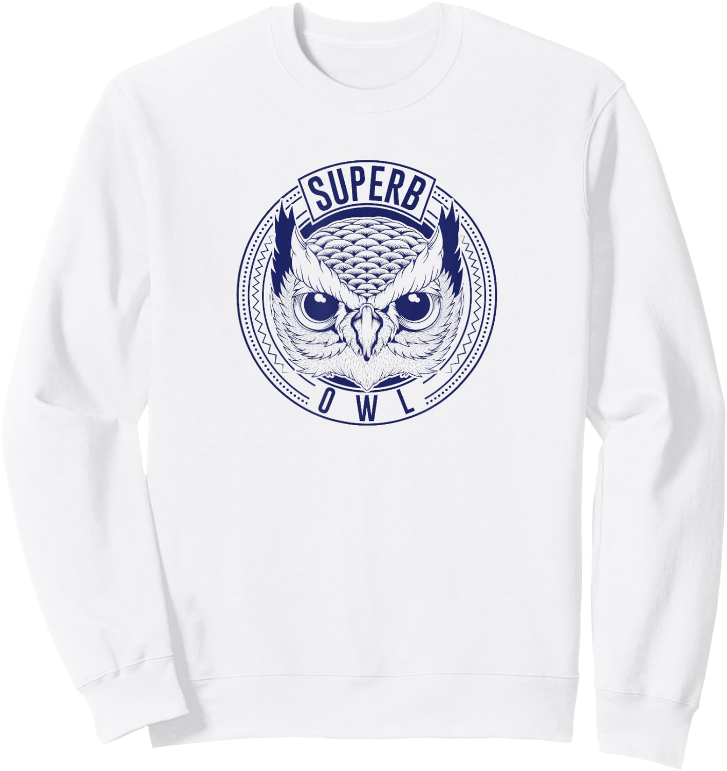 The Superb Owl Apparel - Grey Owl Print - -Adults, Kids - Small - Short Sleeve - Classic Fit - Polyester 100% Sweatshirt - Sweatshirt | White