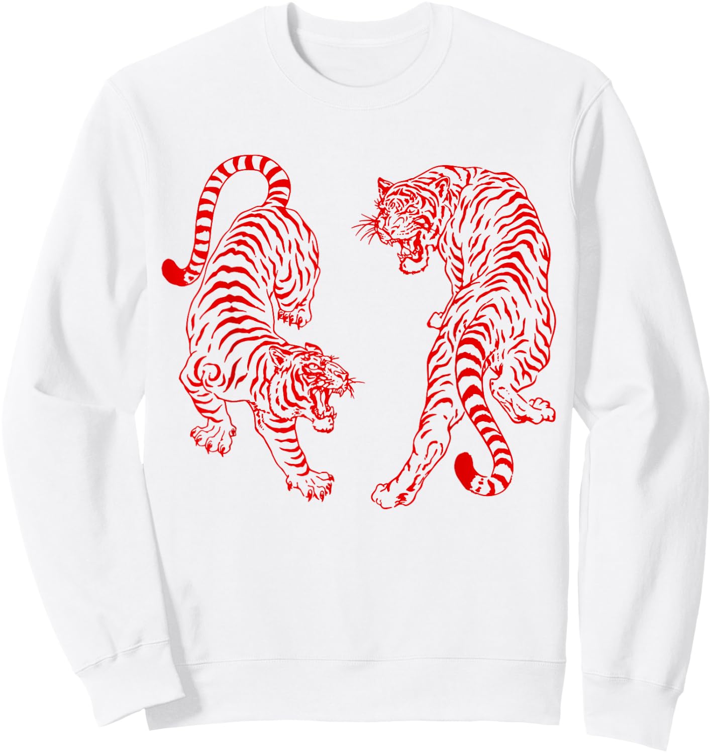 Vintage Tiger Yin Yang Graphic Men Women Sweatshirt - Sweatshirt | White