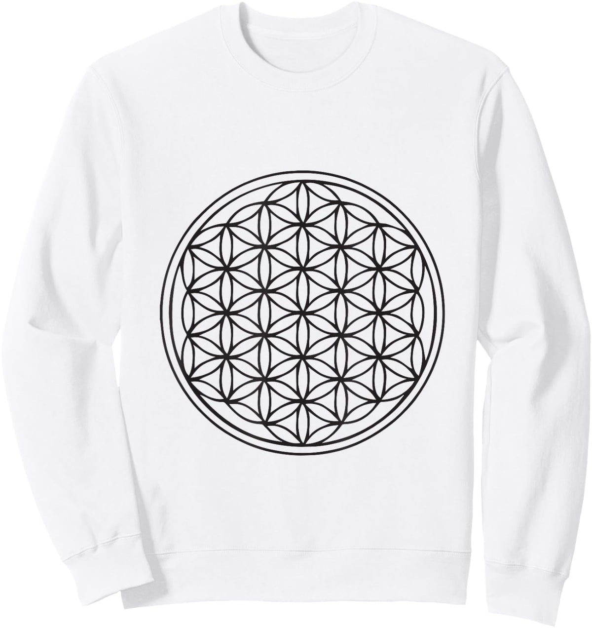 Classic Flower of Life Sacred Geometry Yoga New Age Sweatshirt - Sweatshirt | White