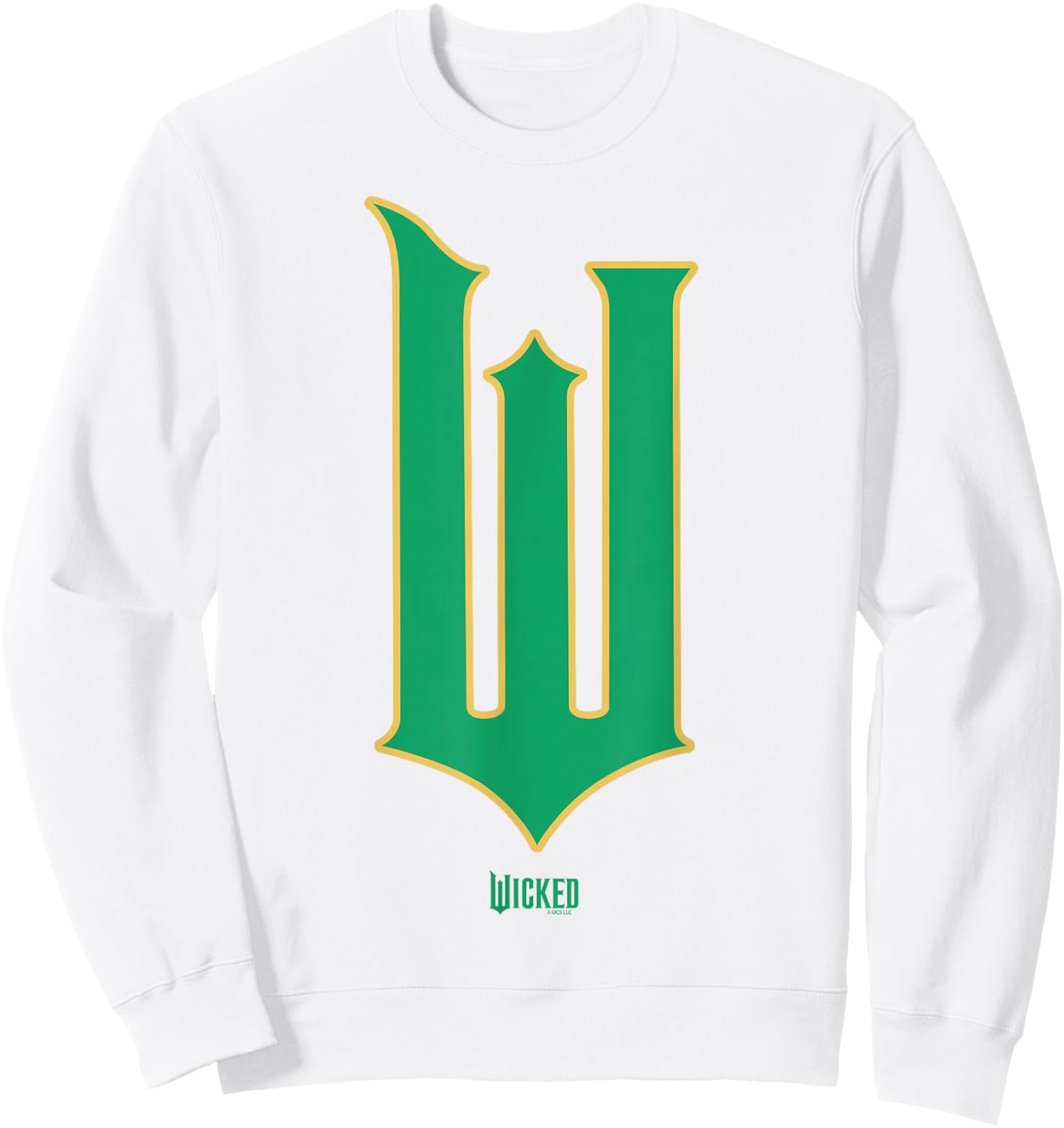 Wicked Movie W Logo Green Goes Good with Pink Sweatshirt - Sweatshirt | White