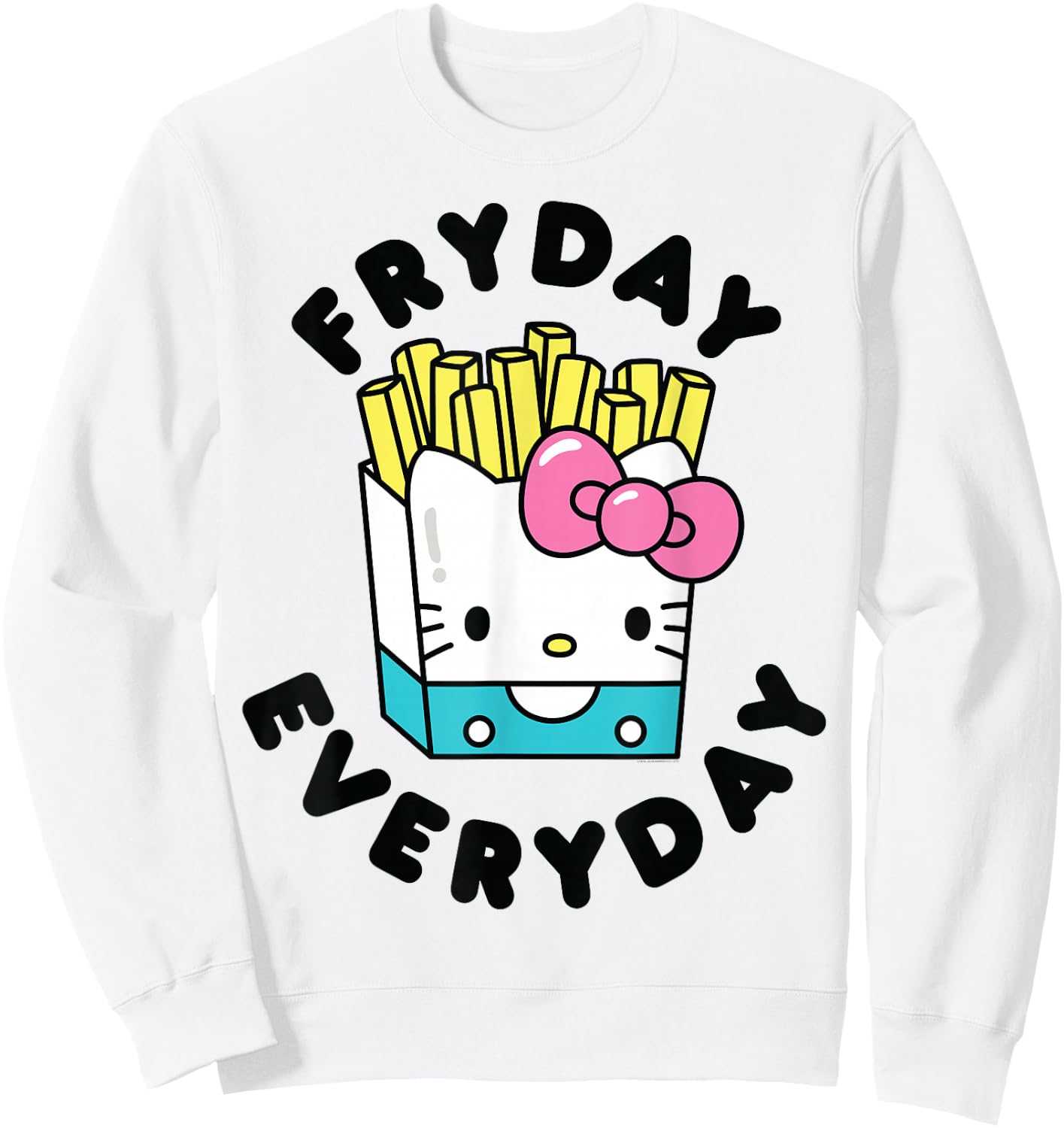 Hello Kitty French Fries Fryday Everyday Friday Sweatshirt - Sweatshirt | White