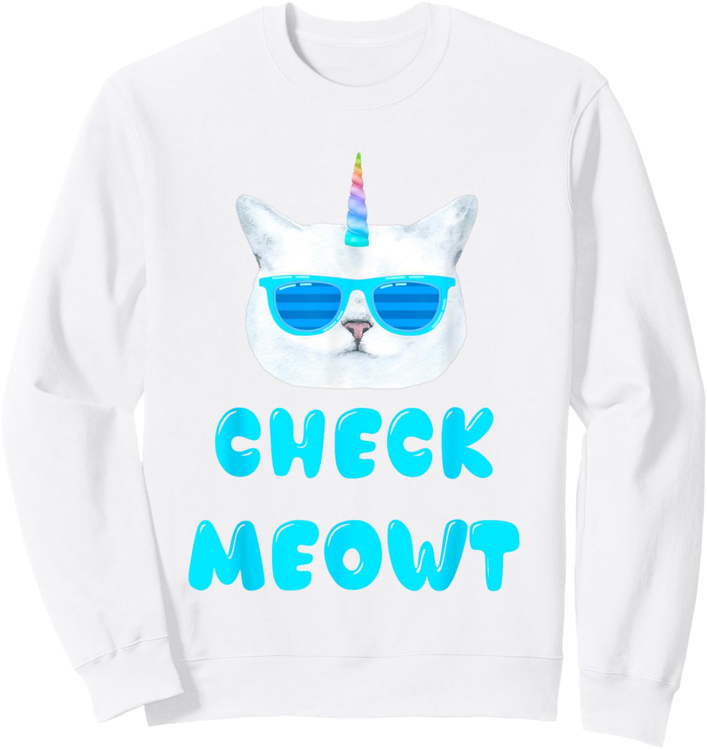 Check Meowt Caticorn T shirt Sweatshirt - Sweatshirt | White