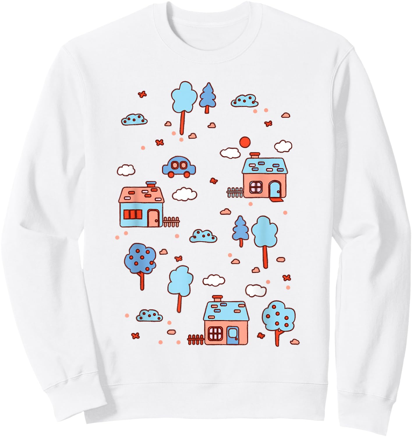 Little House Town Map Sweatshirt - Sweatshirt | White