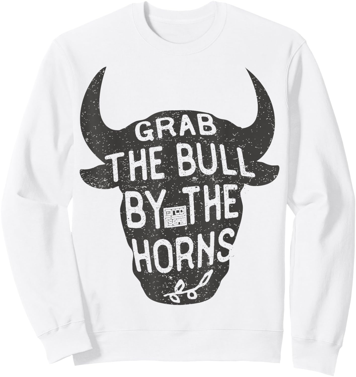 Vintage Inspiration Grab Bull Horns Rodeo Cow Riding Sweatshirt - Sweatshirt | White