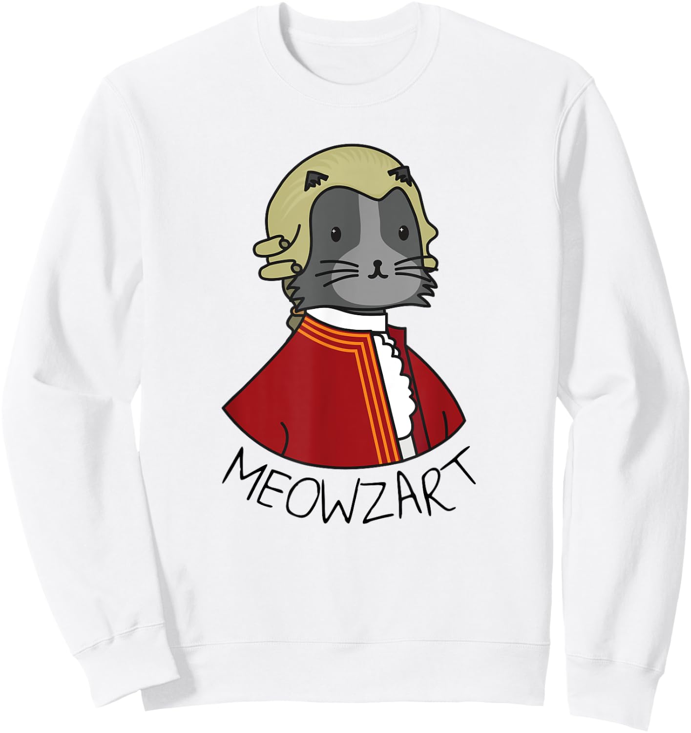 Meowzart | Funny Cat & Classic Music Mozart Men Women Kids Sweatshirt - Sweatshirt | White
